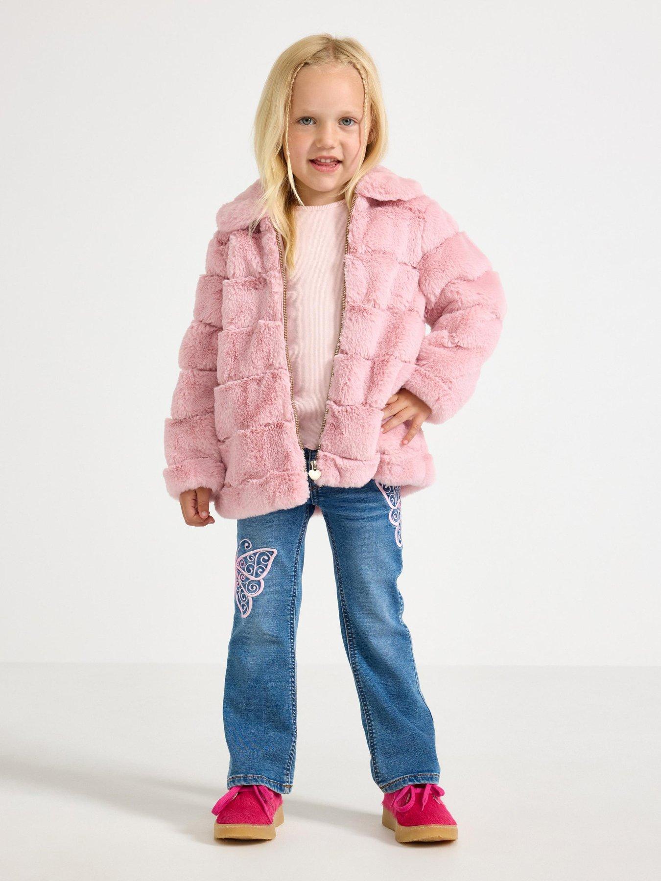 Image 1 of 4 of Lindex Girls Faux Fur Jacket - Pink