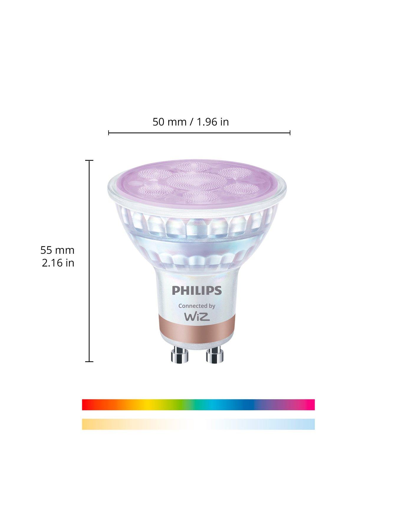 Image 2 of 7 of Philips Smart LED RGB GU10 Glass Bulb - 50W, Twin Pack