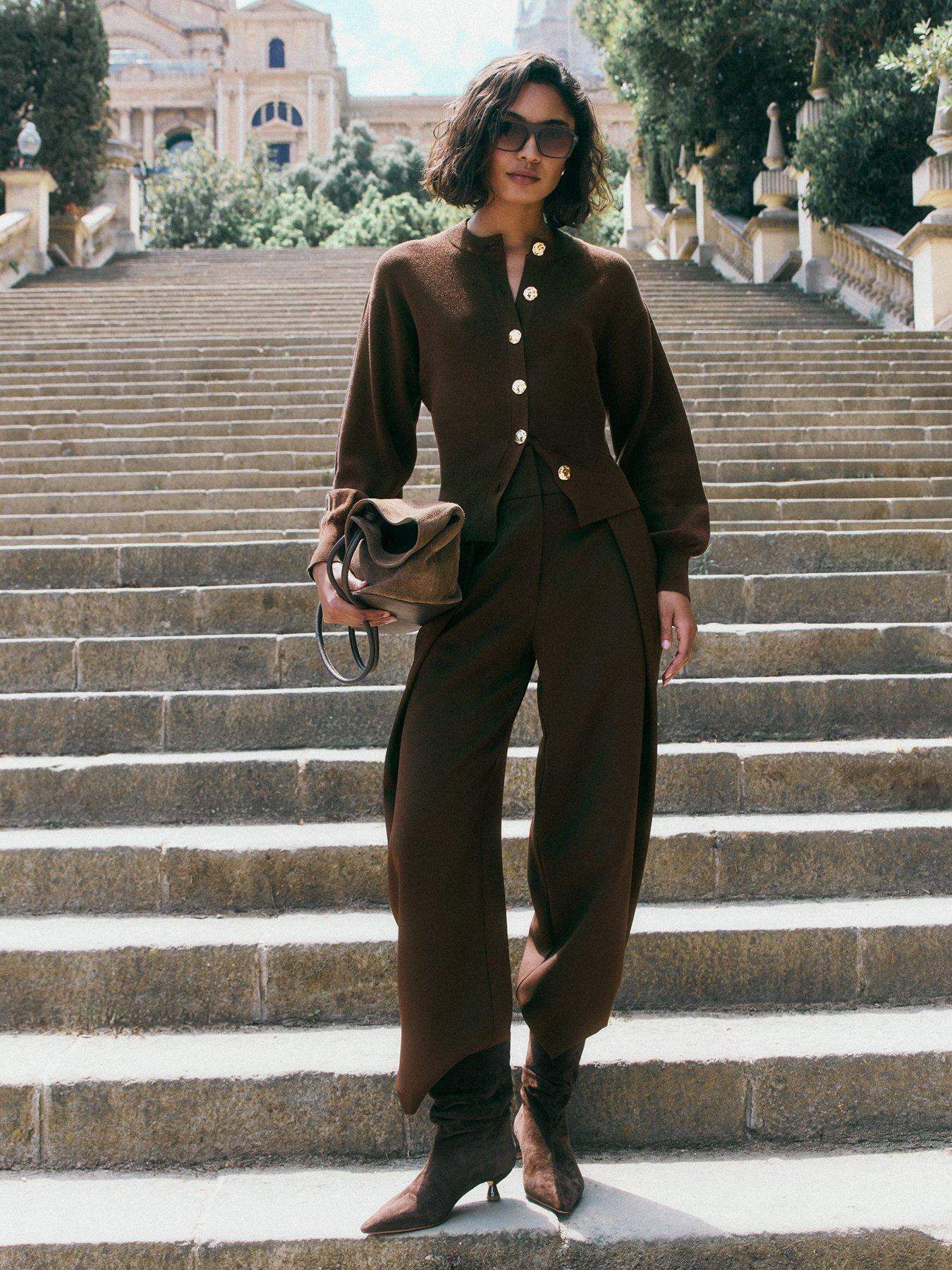 Image 2 of 5 of Friends Like These Structured Balloon Sleeve Cardigan - Brown