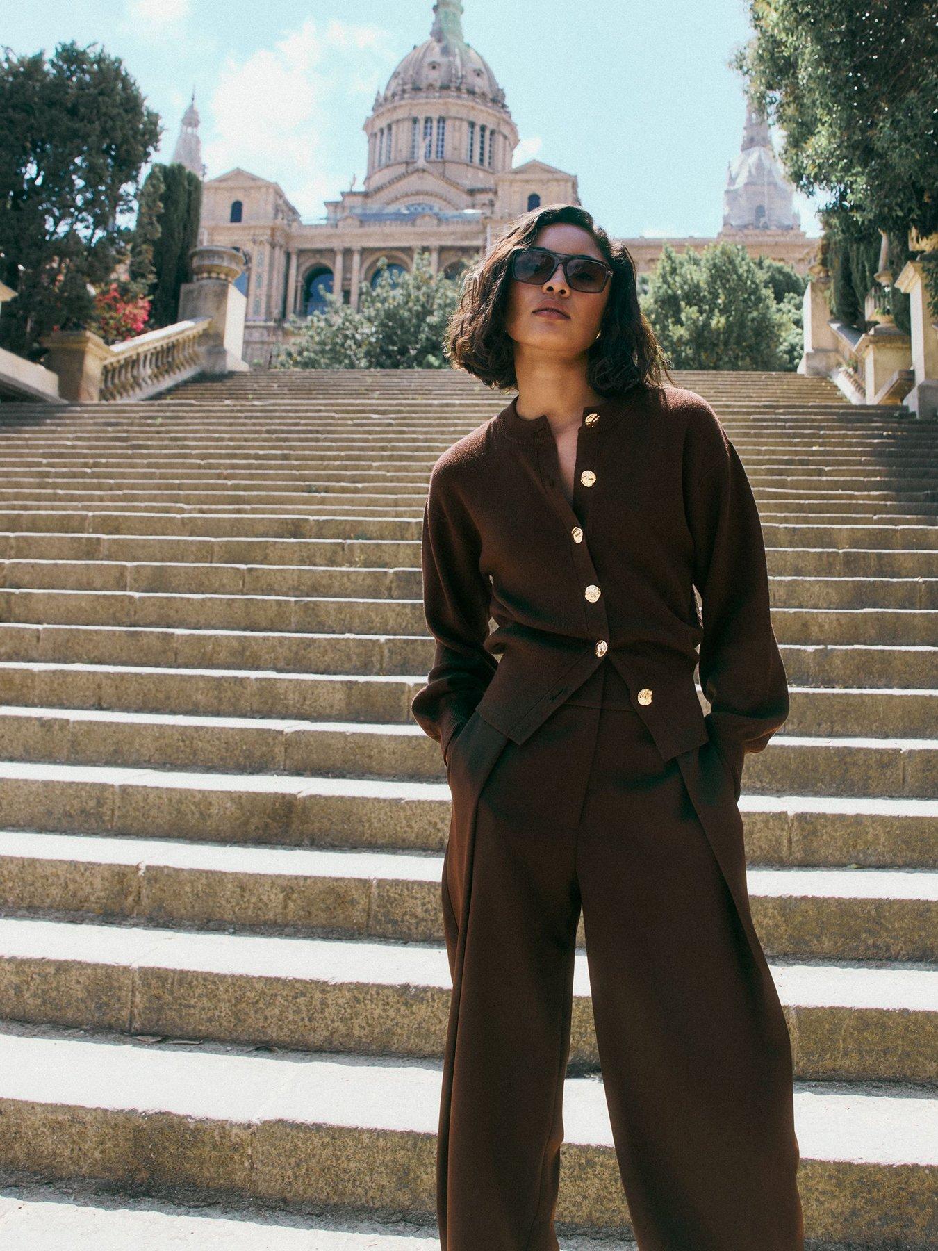 Image 4 of 5 of Friends Like These Structured Balloon Sleeve Cardigan - Brown