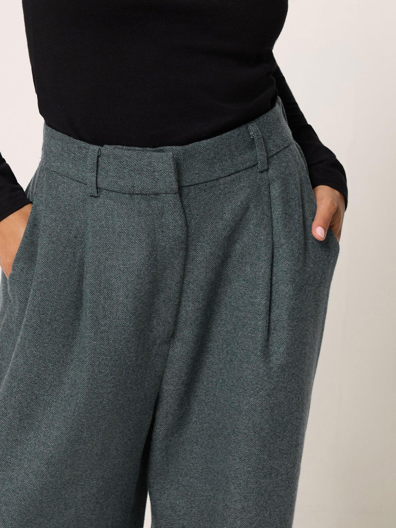 Image 4 of 4 of Long Tall Sally Petite Herringbone Wide Leg Trouser - Grey