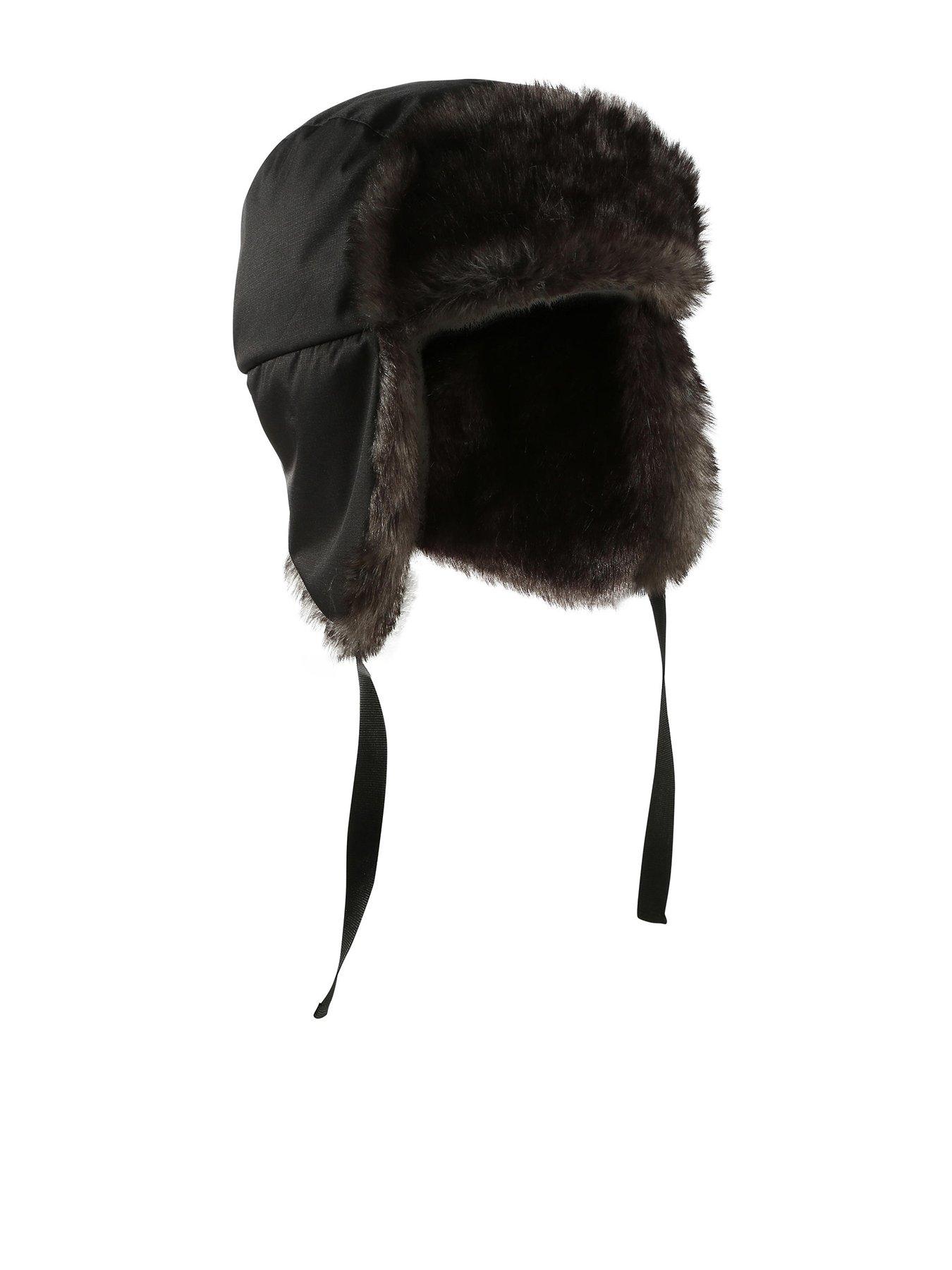Image 1 of 6 of Decathlon Adult Unisex Firstheat Faux Fur Trim Ear Flap Chapka Hat - Black