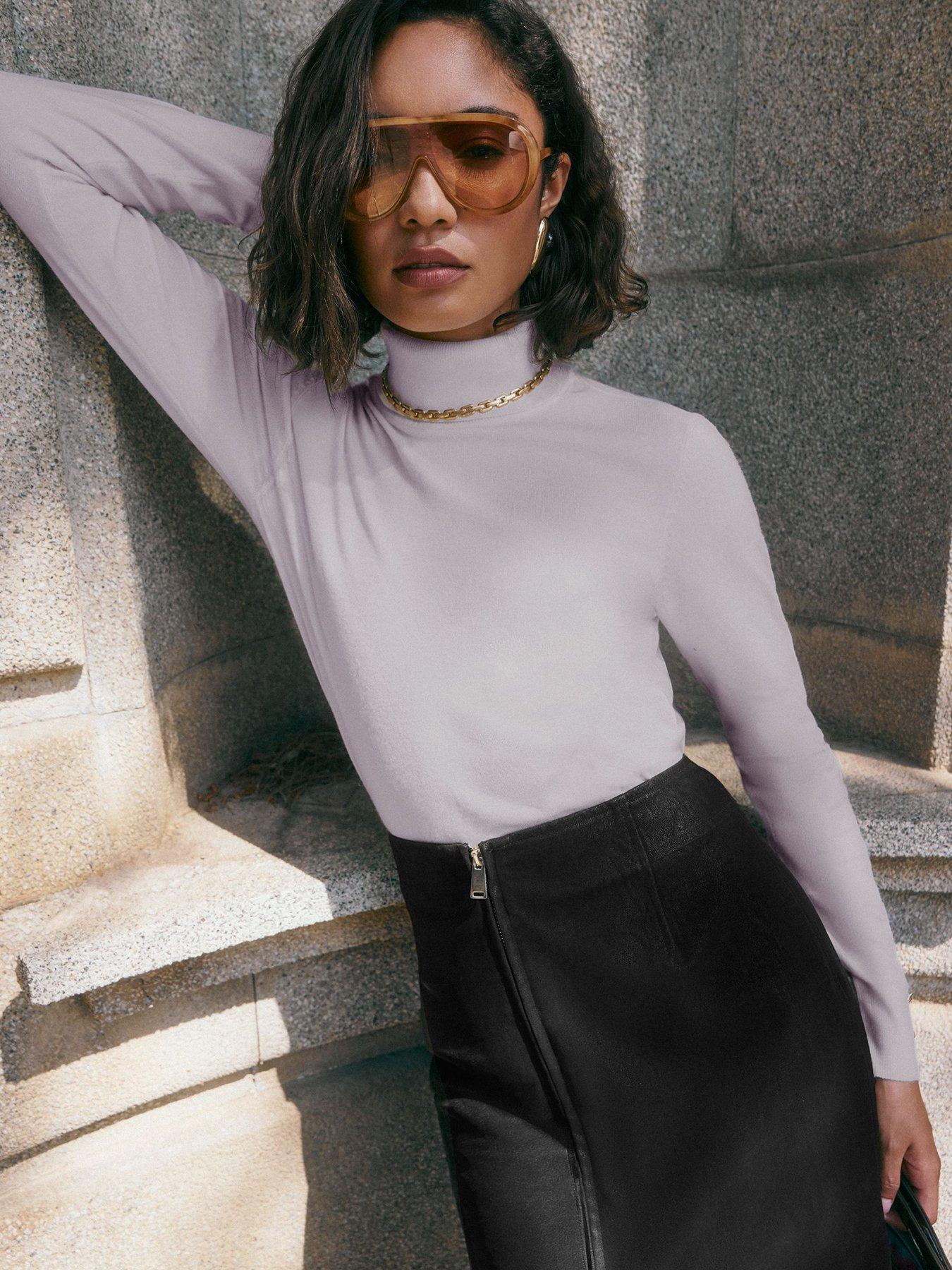 Image 5 of 5 of Friends Like These Roll Neck Fine Knit Jumper - Pink