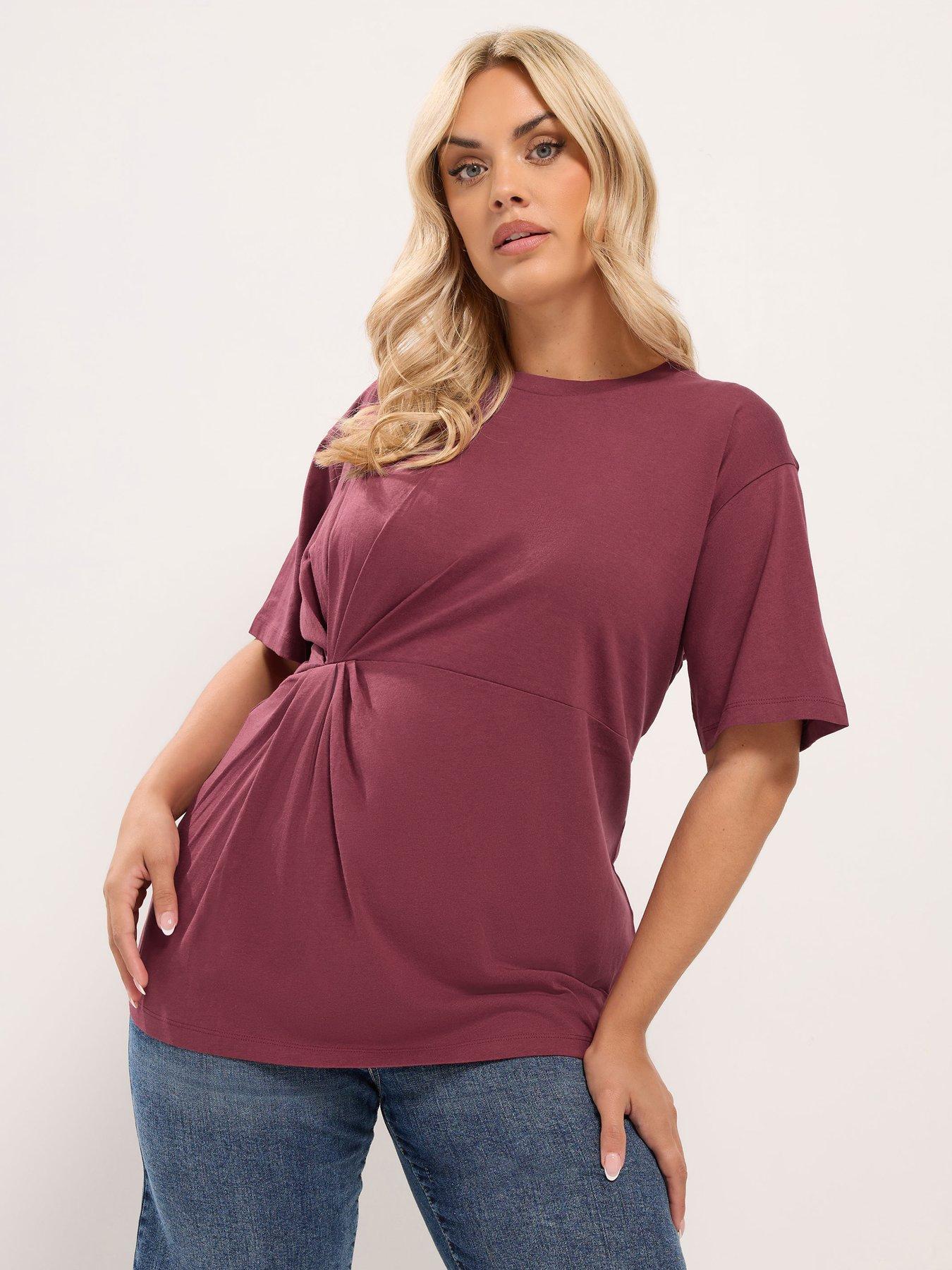 Yours Curve Twist Front T-Shirt - Red
