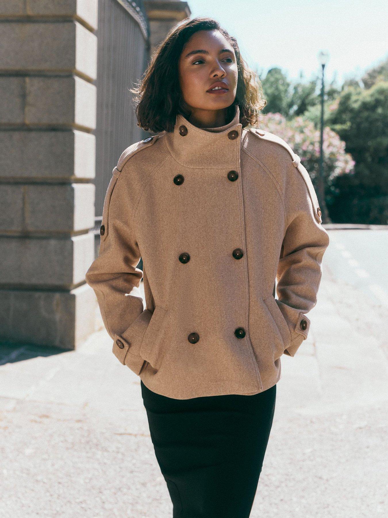 Image 1 of 6 of Friends Like These Neutral Cosy Funnel Neck Short Jacket