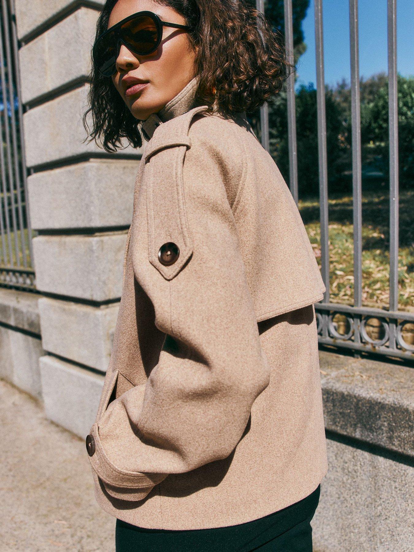 Image 2 of 6 of Friends Like These Neutral Cosy Funnel Neck Short Jacket