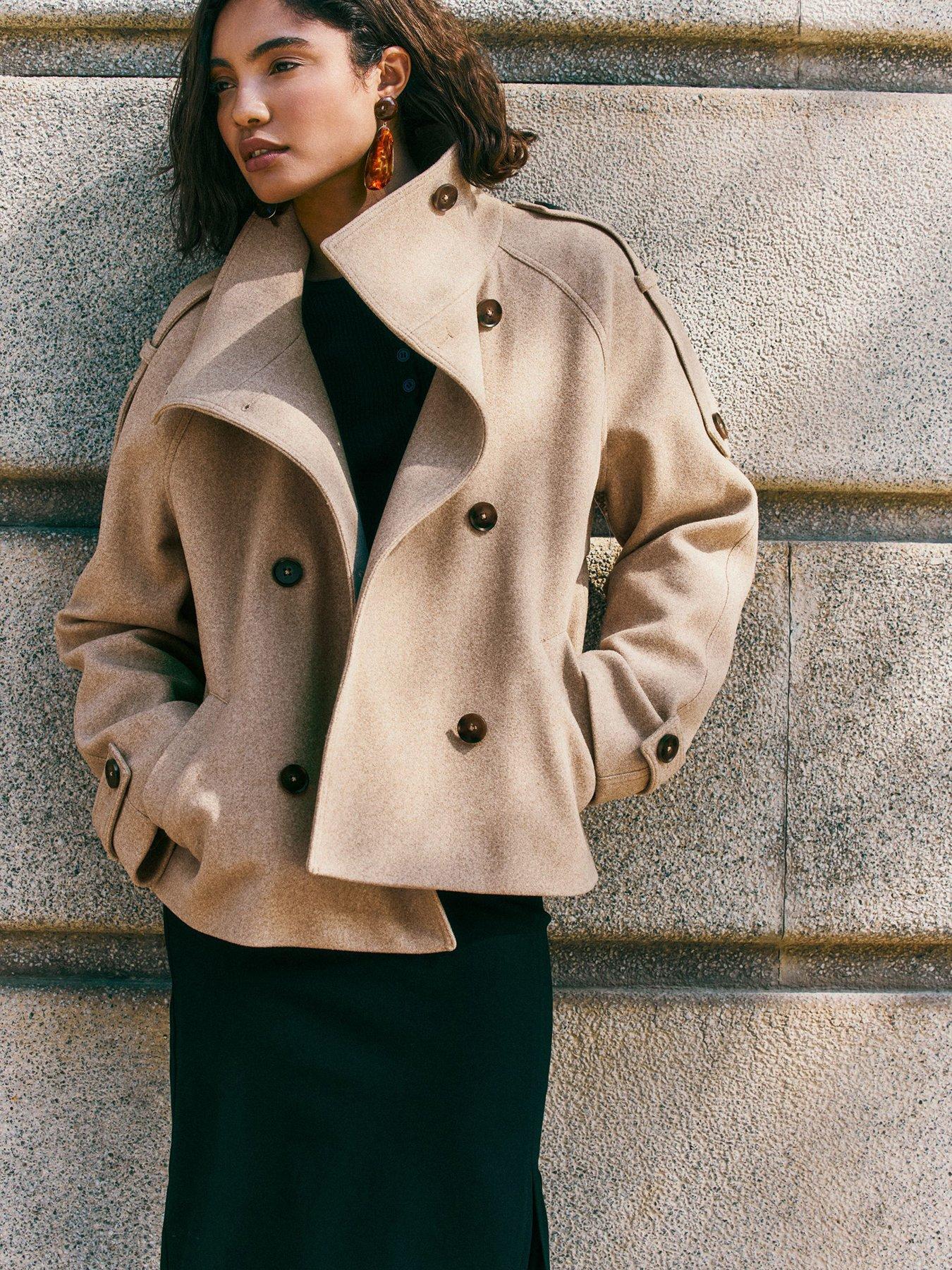 Image 4 of 6 of Friends Like These Neutral Cosy Funnel Neck Short Jacket
