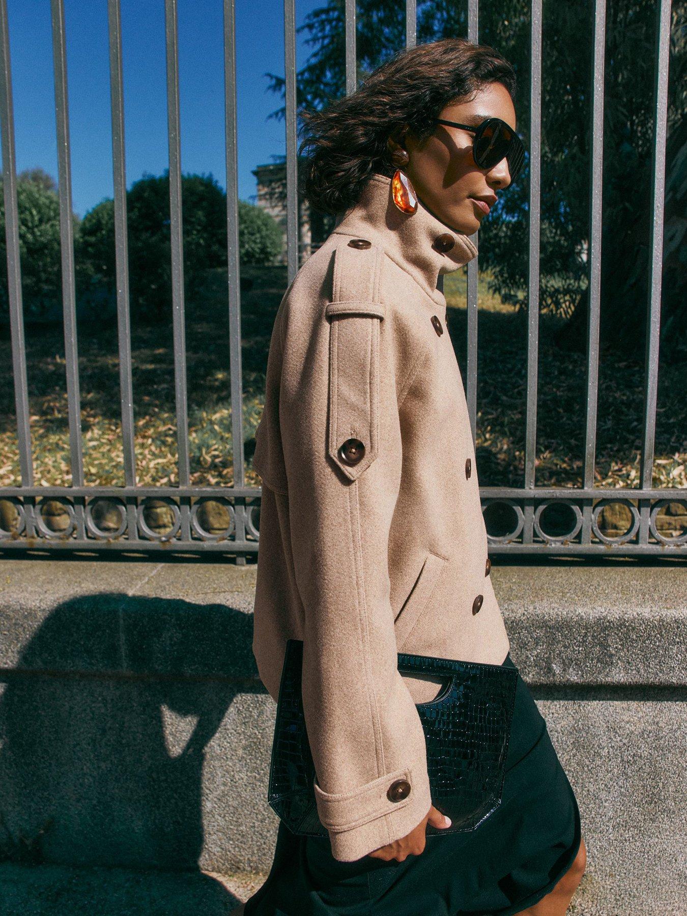 Image 6 of 6 of Friends Like These Neutral Cosy Funnel Neck Short Jacket