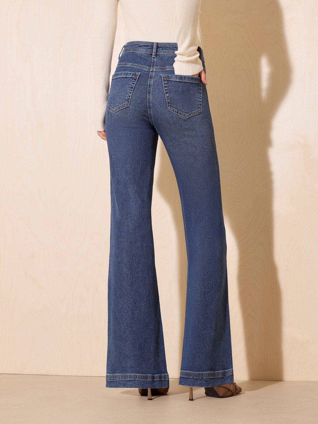 Image 2 of 6 of Friends Like These Smart Wide Leg Jeans - Blue