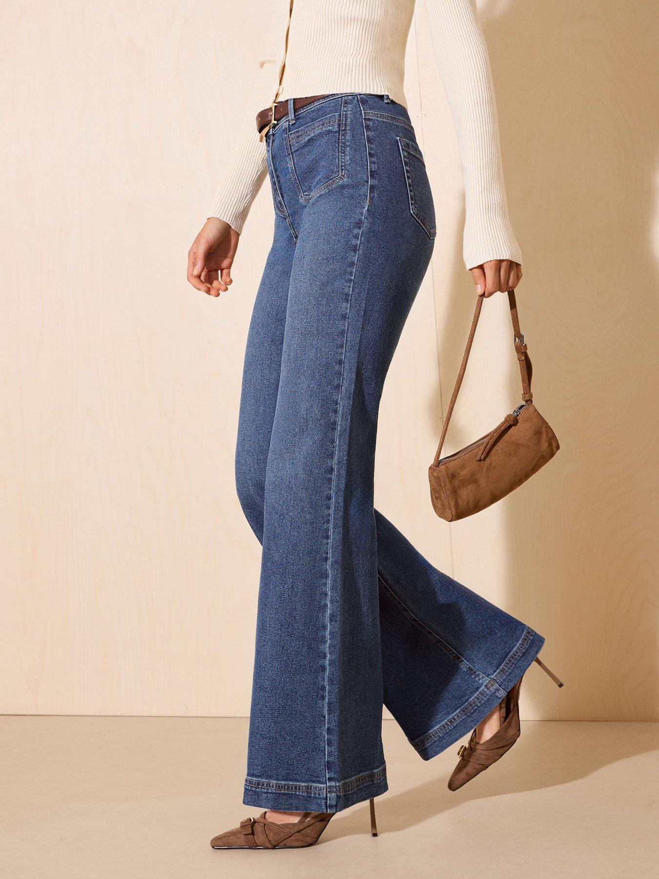 Image 5 of 6 of Friends Like These Smart Wide Leg Jeans - Blue
