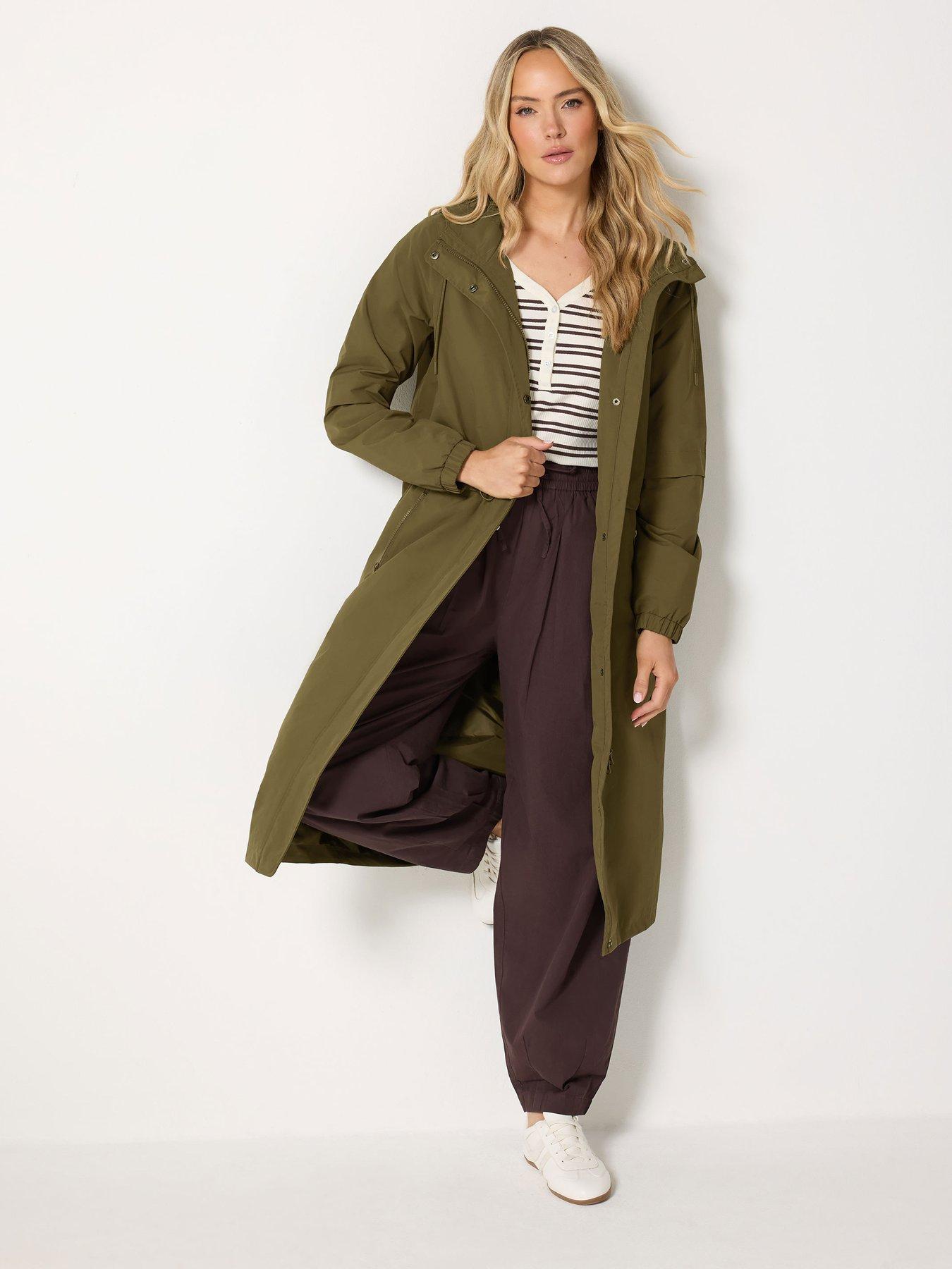 Long Tall Sally Women's Tall Waterproof Longline Jacket - Khaki Green