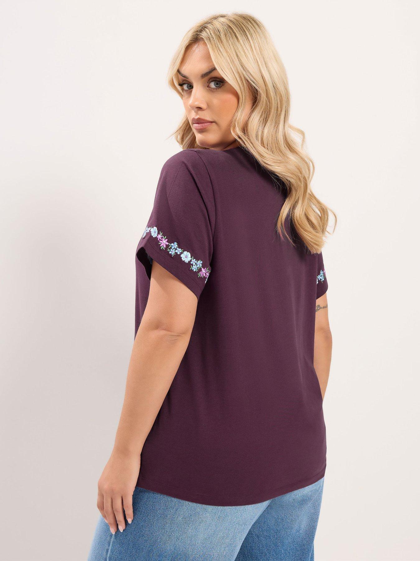 Image 2 of 4 of Yours Curve Set In Sleeve T-Shirt - Purple