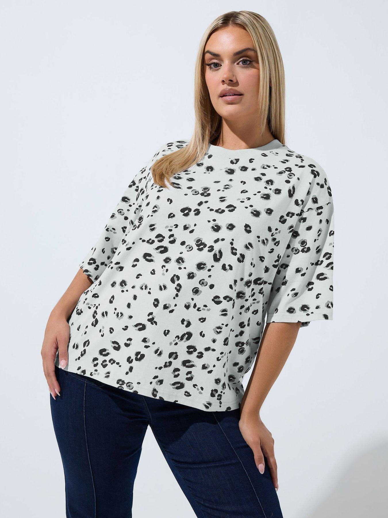 Yours Curve Snow Leopard T-Shirt - White
