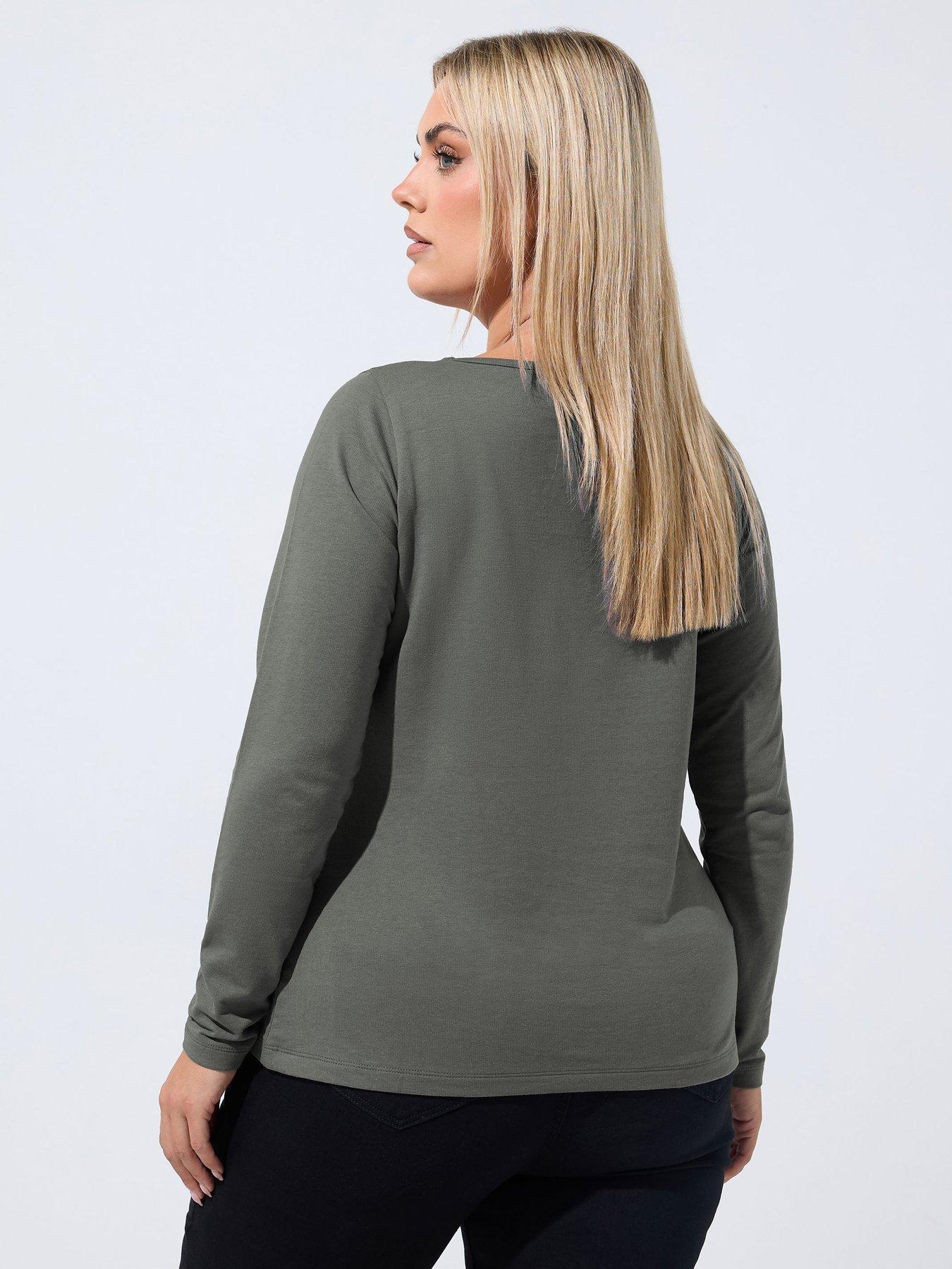 Image 2 of 4 of Yours Curve Button Sweat Top - Grey