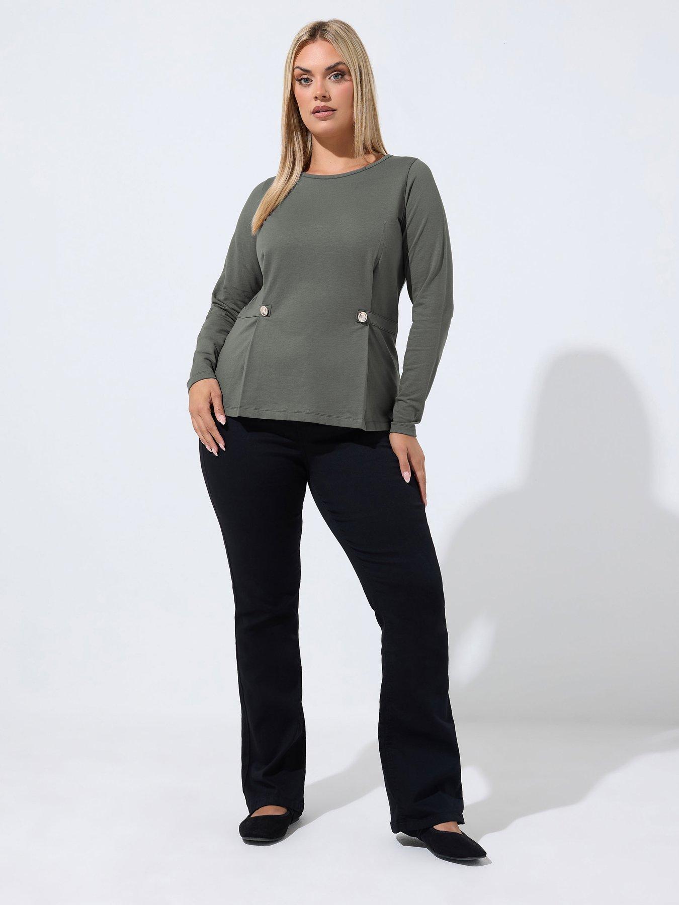 Image 3 of 4 of Yours Curve Button Sweat Top - Grey