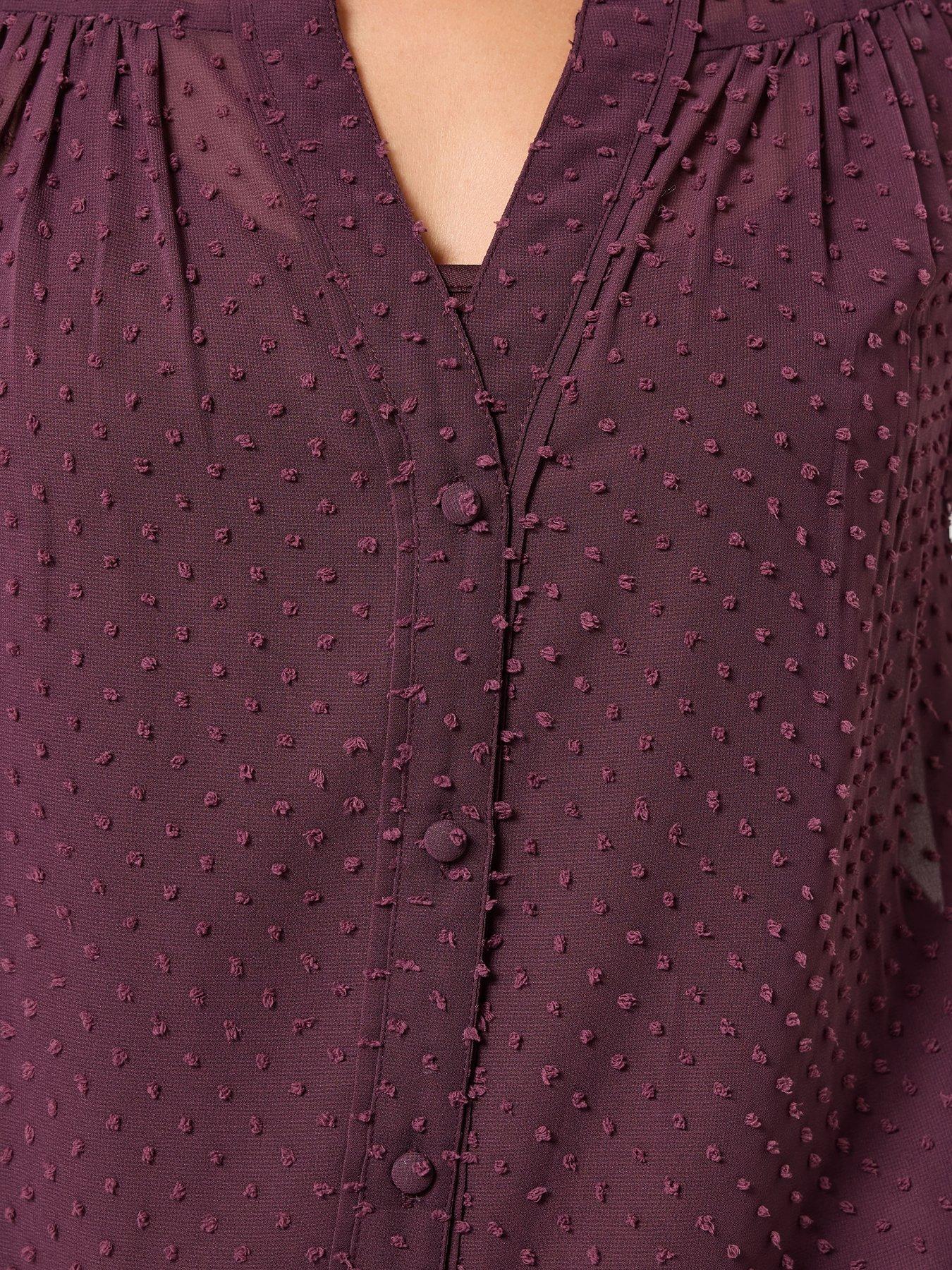 Image 4 of 4 of Long Tall Sally Womens Tall Dobby V-Neck Blouse - Red