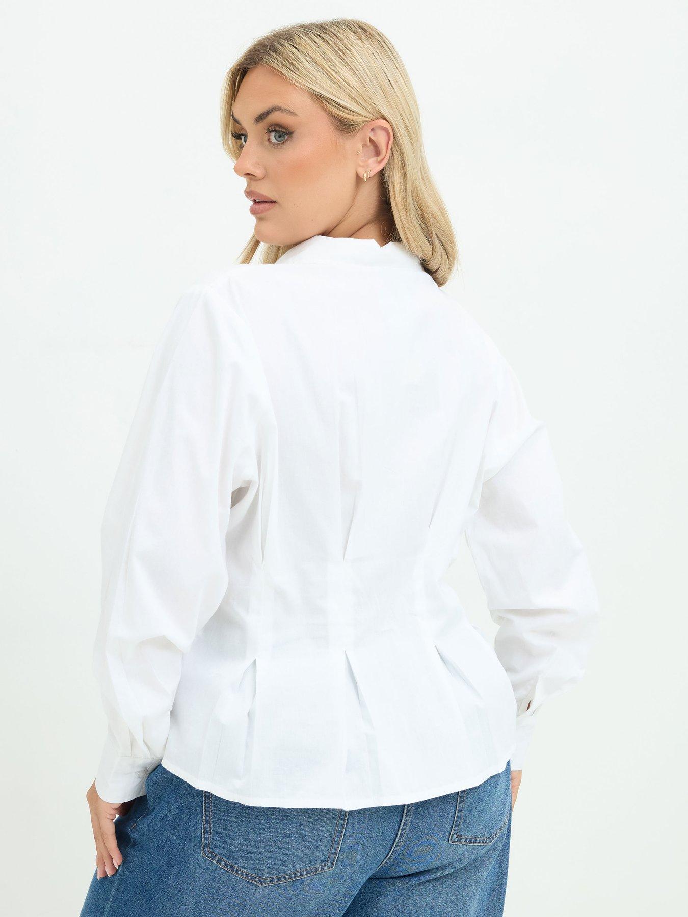 Image 2 of 4 of Yours Womens Shaped Seam Button-Through Shirt - White