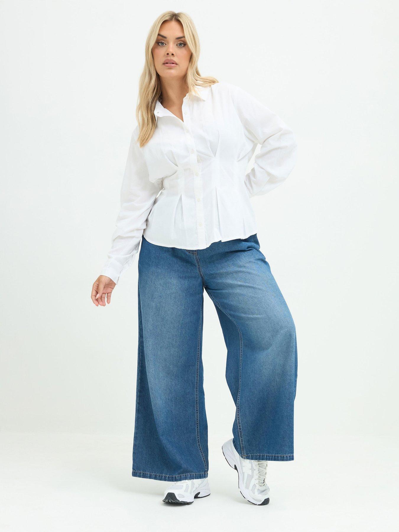 Image 3 of 4 of Yours Womens Shaped Seam Button-Through Shirt - White