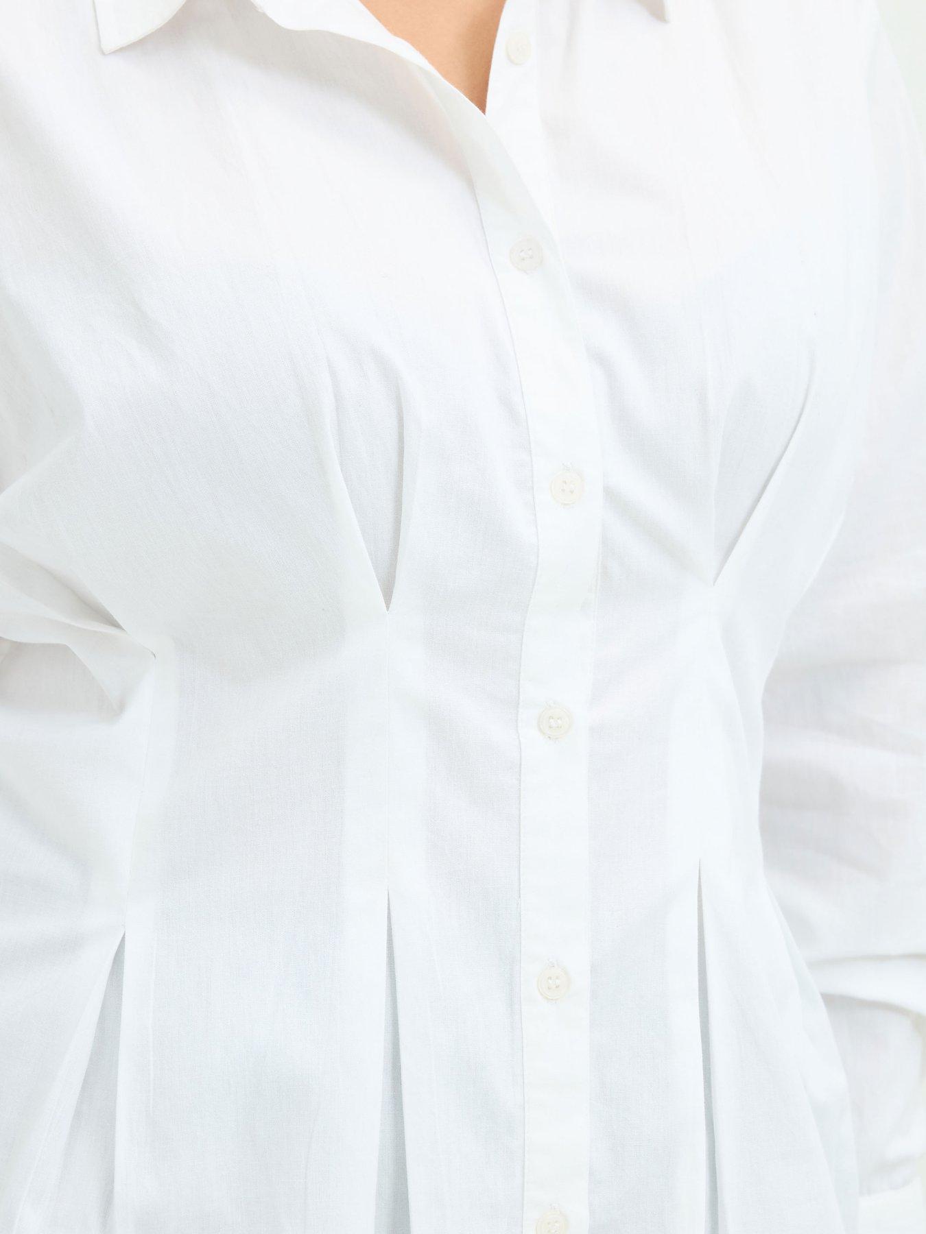 Image 4 of 4 of Yours Womens Shaped Seam Button-Through Shirt - White