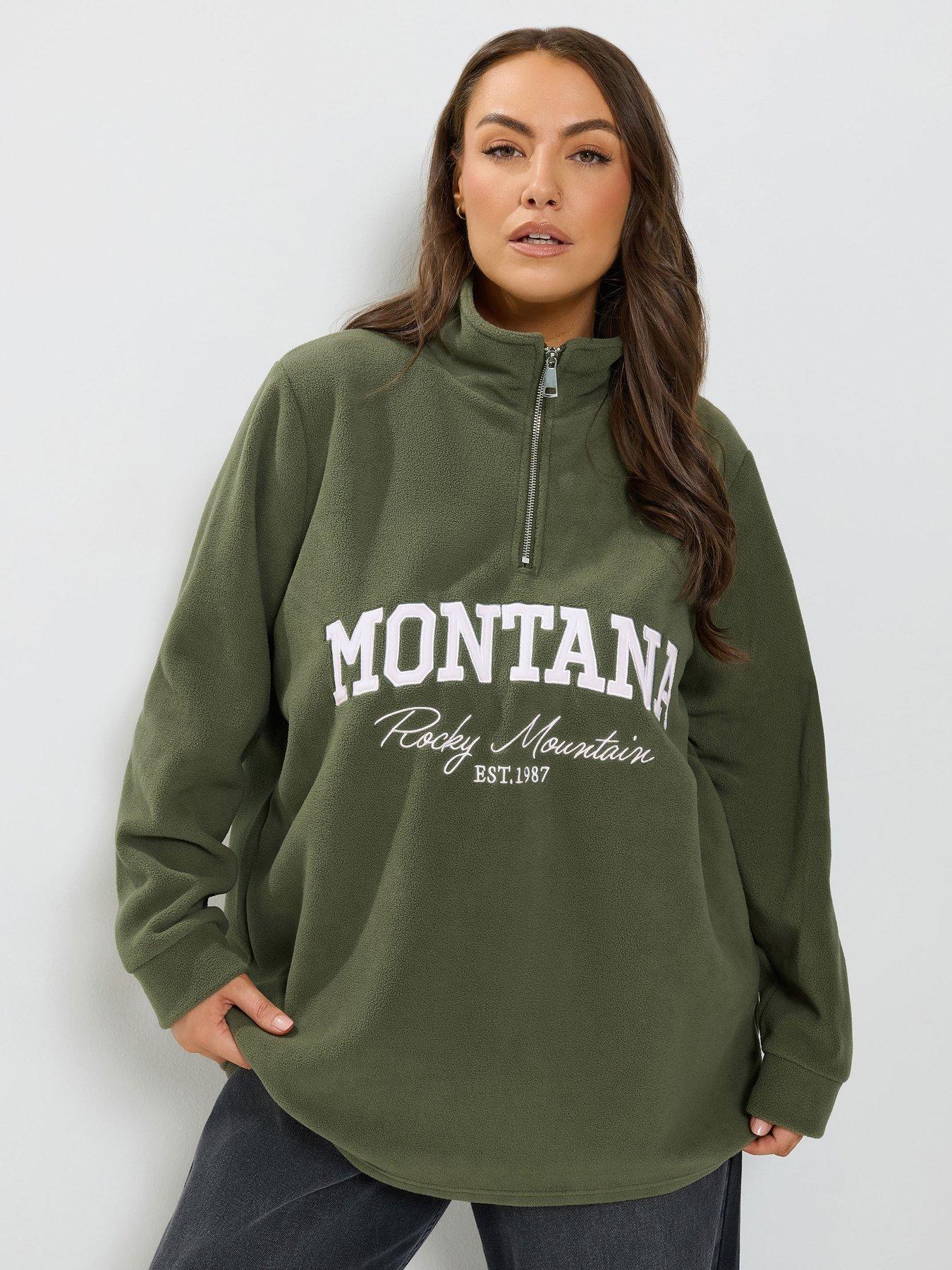 Yours Curve Half Zip Fleece - Green