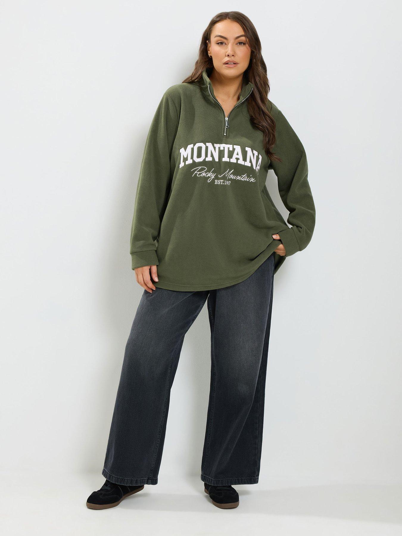 Image 3 of 4 of Yours Curve Half Zip Fleece - Green