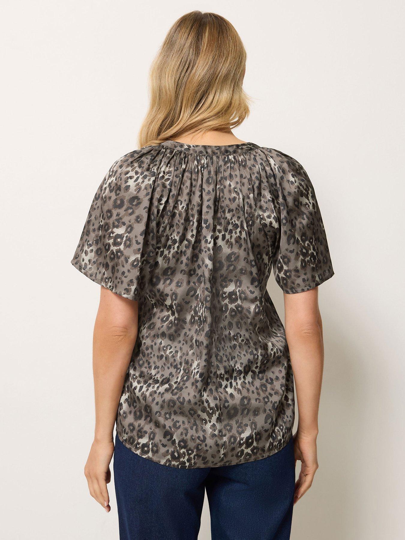 Image 2 of 4 of Long Tall Sally Womens Tall Satin Sequin Trim Top - Brown