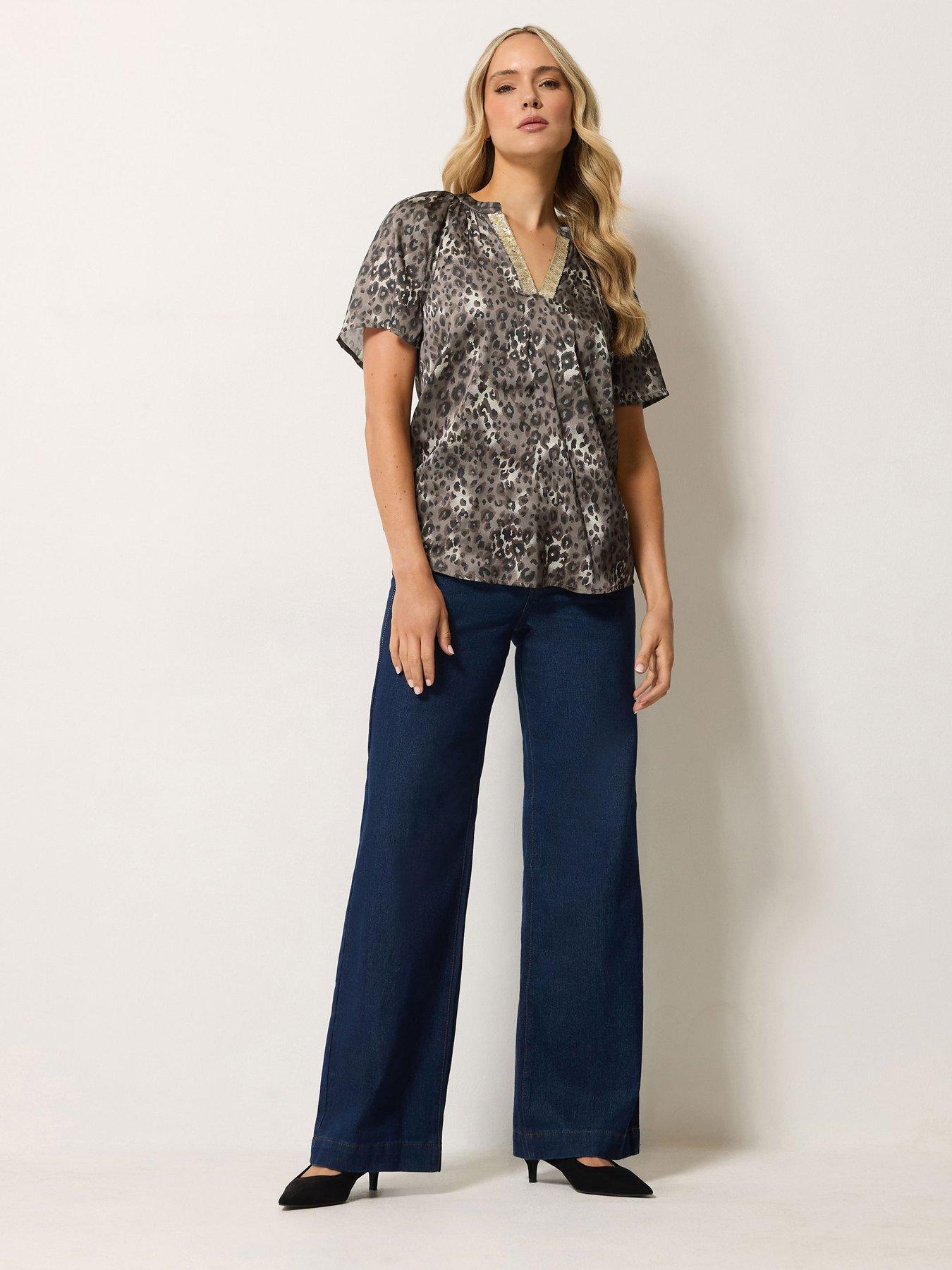 Image 3 of 4 of Long Tall Sally Womens Tall Satin Sequin Trim Top - Brown