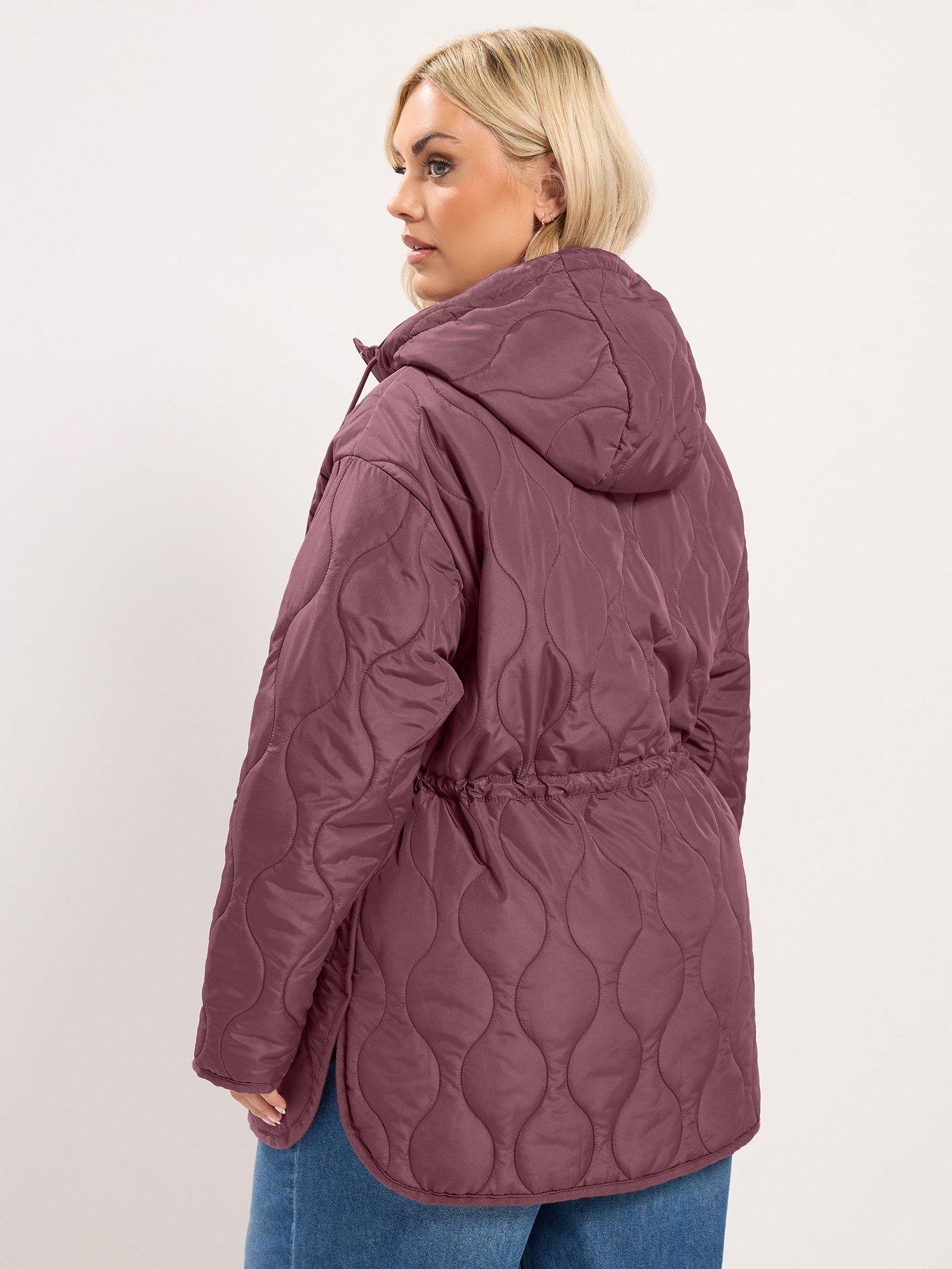Image 2 of 4 of Yours Curve Quilted Padded Coat - Purple