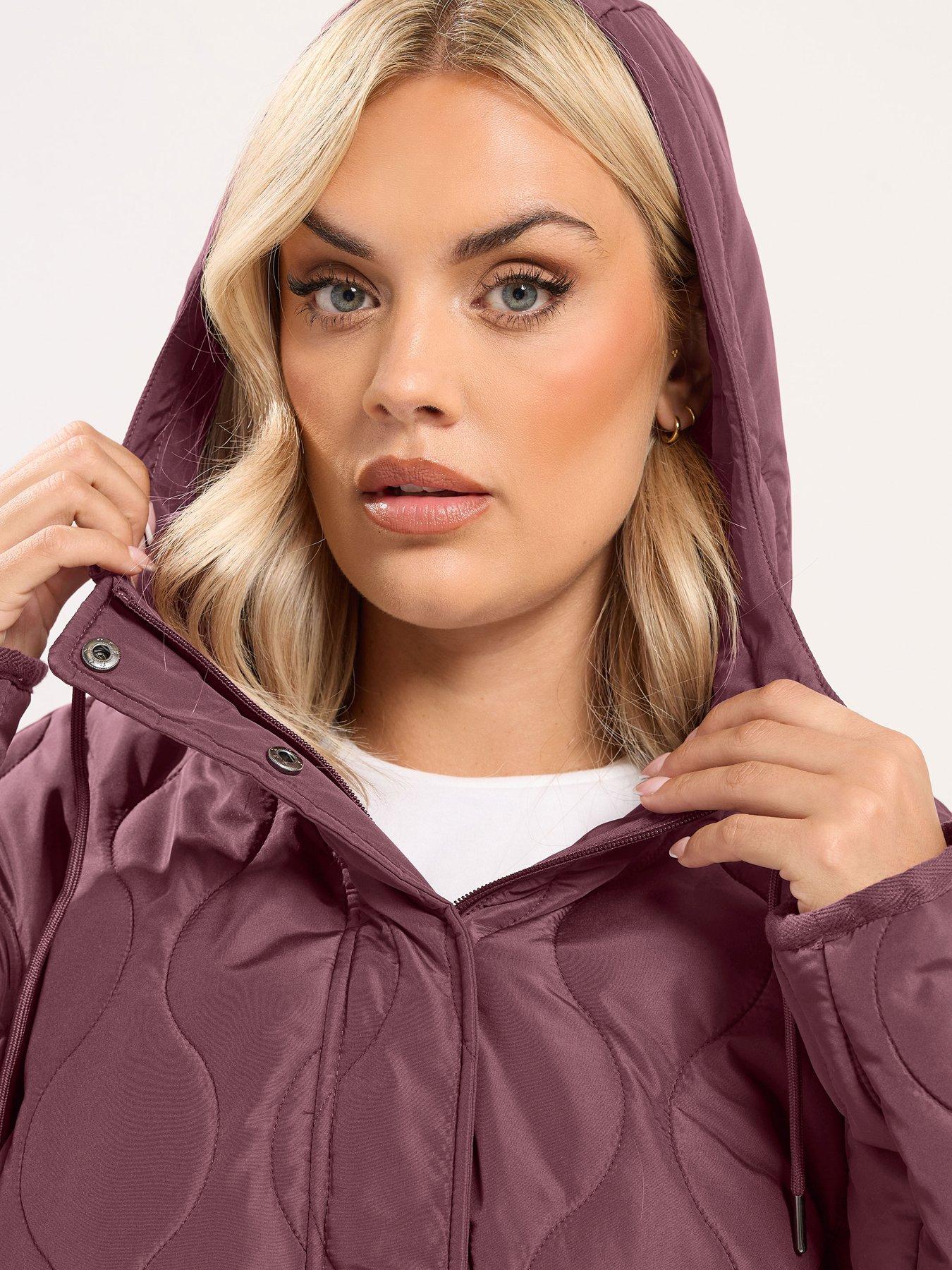 Image 4 of 4 of Yours Curve Quilted Padded Coat - Purple