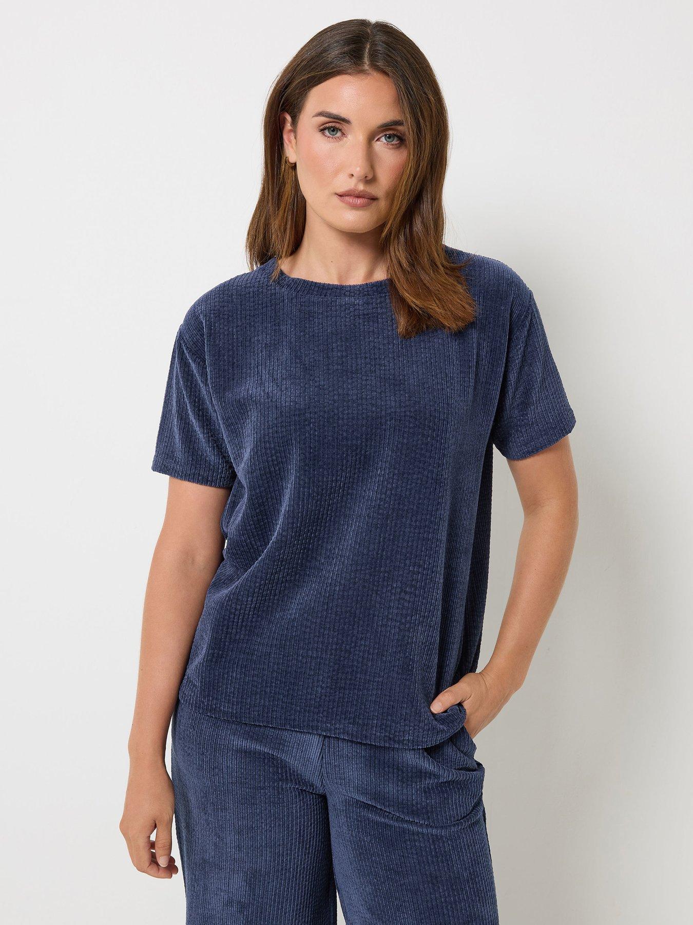 Long Tall Sally Short Sleeve Cord T-Shirt - Blue