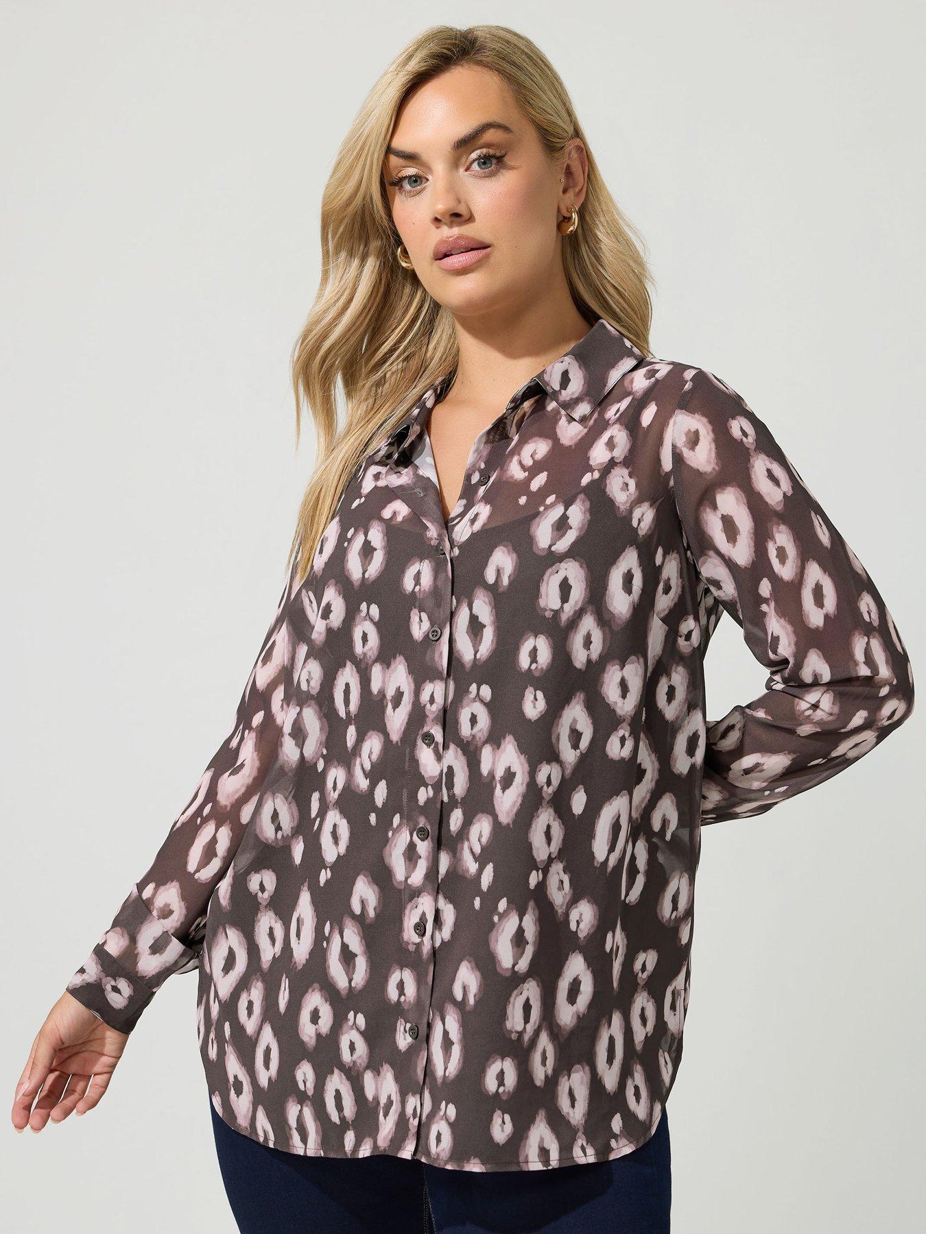 Yours Curve Animal Print Shirt - Brown