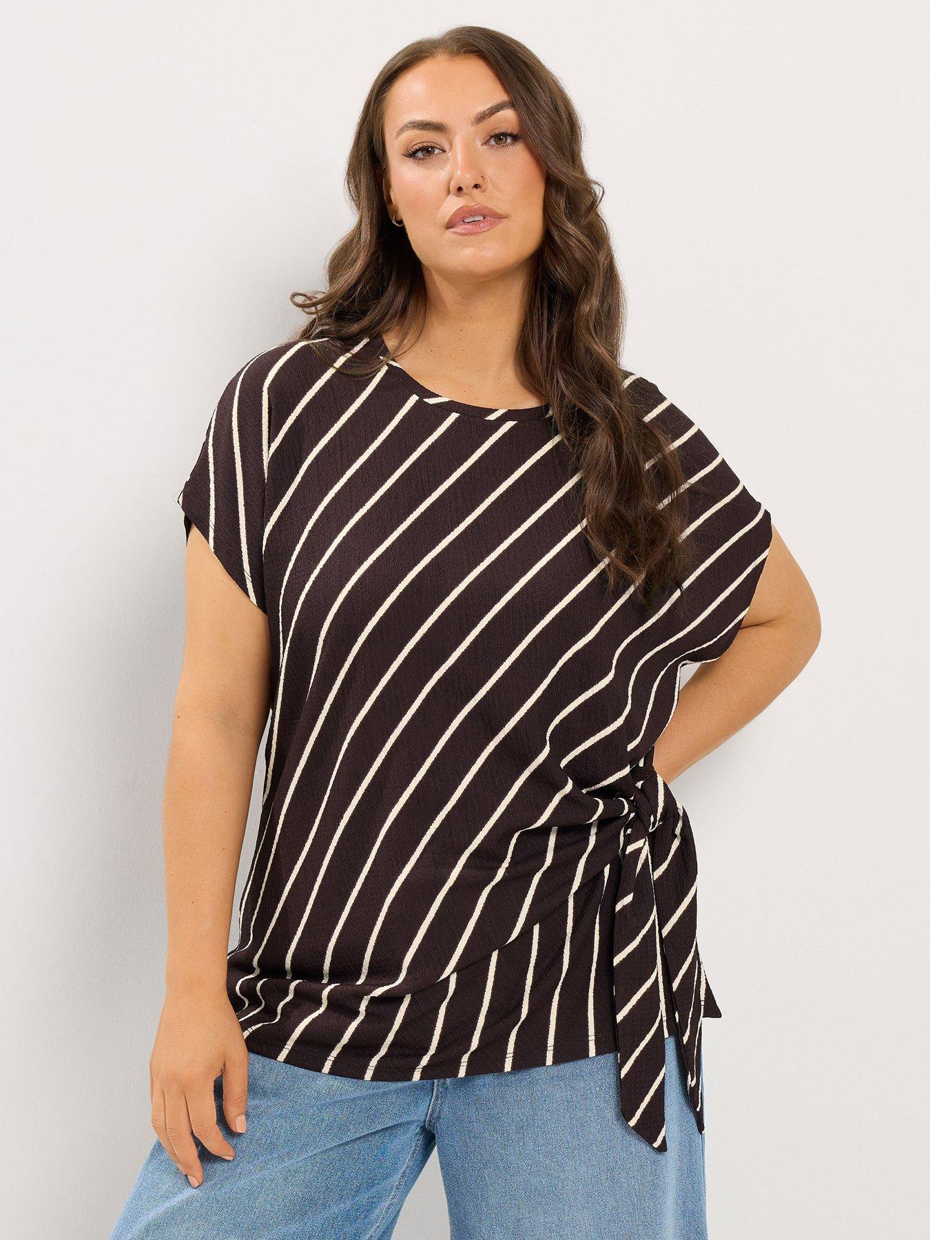 Yours Curve Tie Side Stripe T-shirt