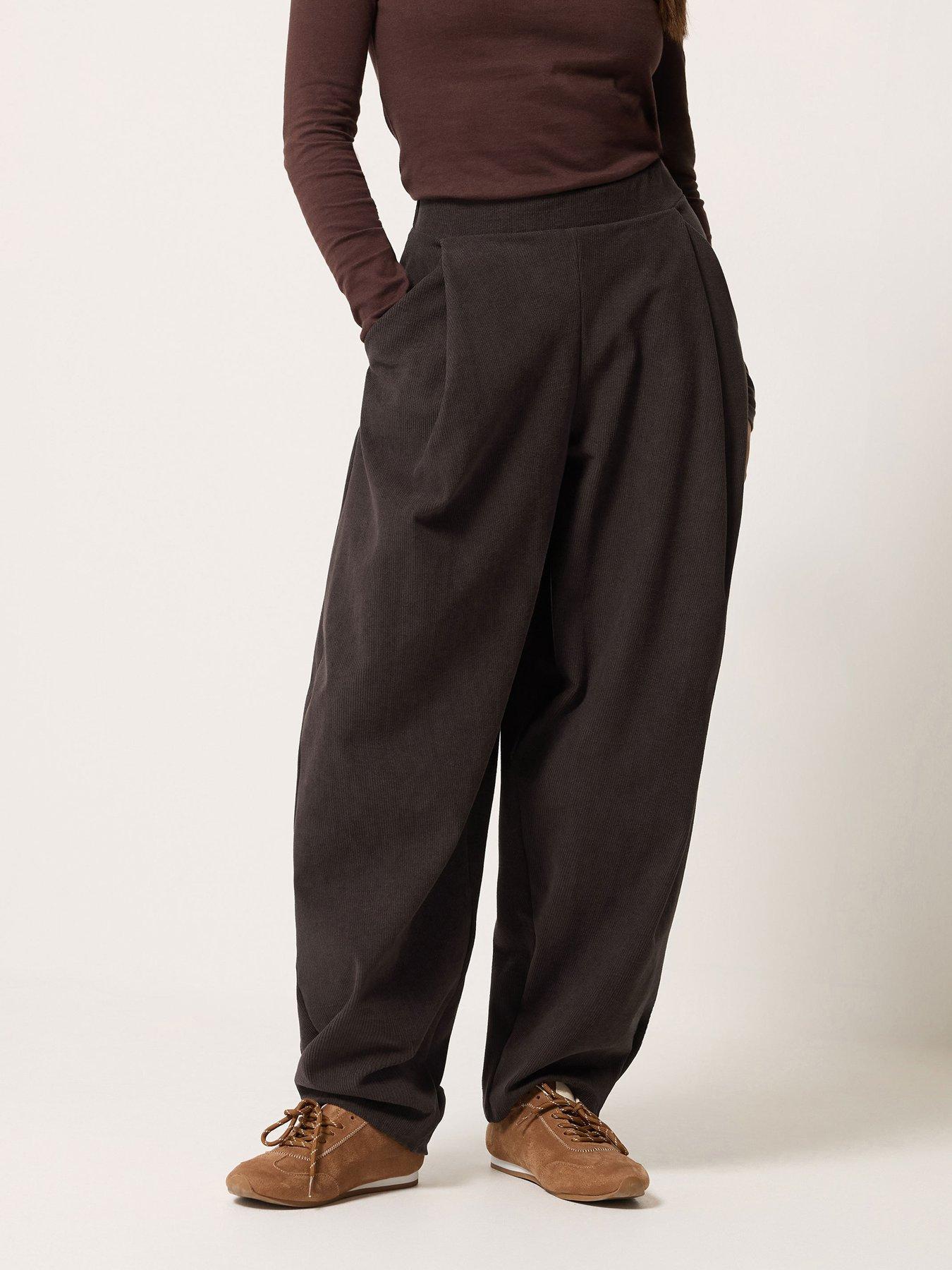 Image 1 of 4 of Long Tall Sally Petite Cord Barrel Leg Trouser - Brown