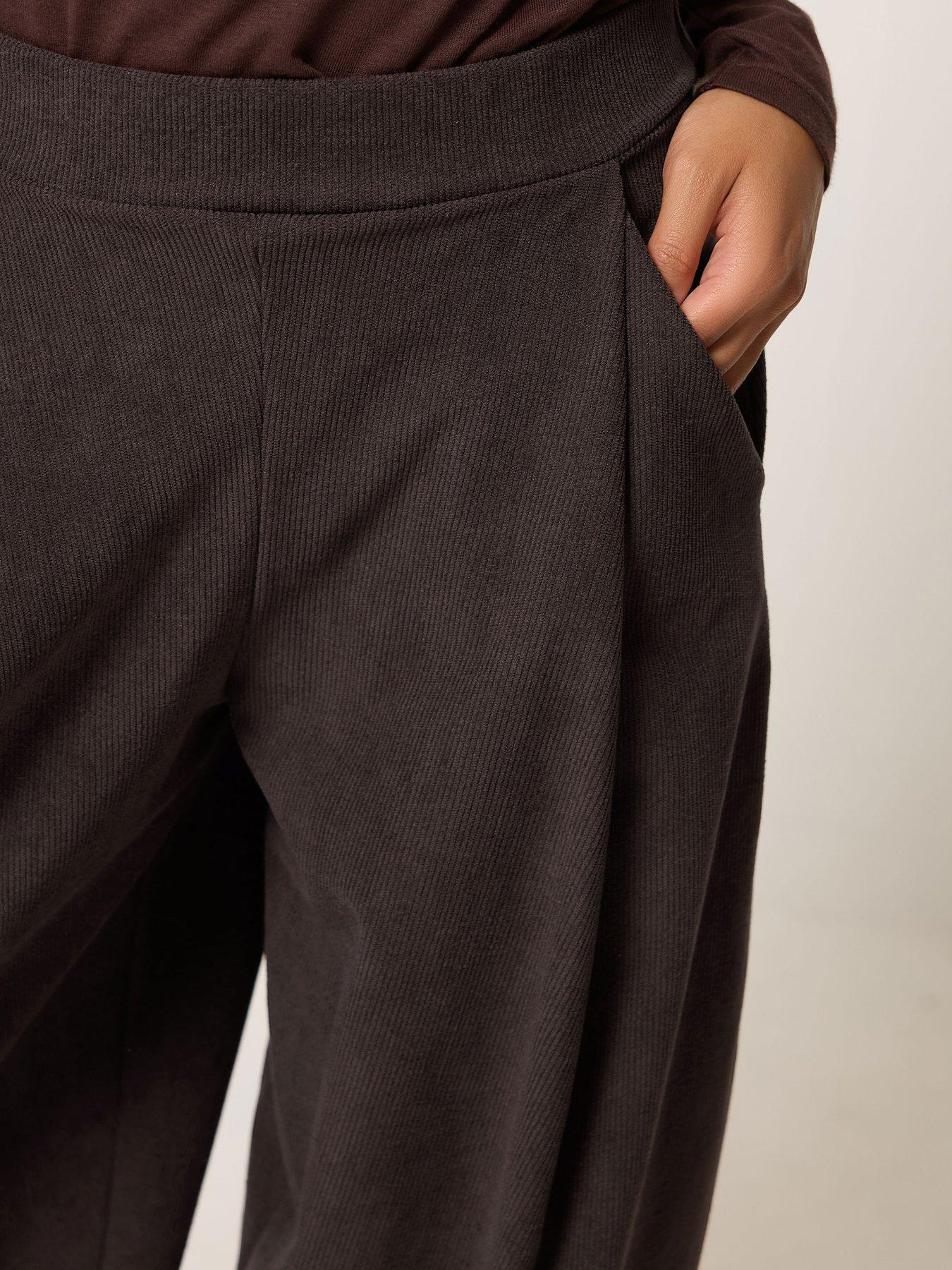 Image 4 of 4 of Long Tall Sally Petite Cord Barrel Leg Trouser - Brown