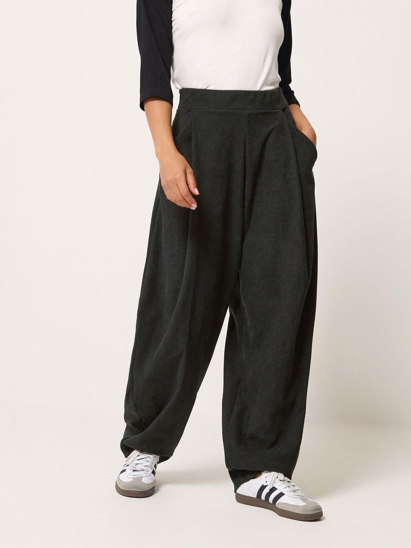 Image 1 of 4 of Long Tall Sally Petite Cord Barrel Leg Trouser - Black