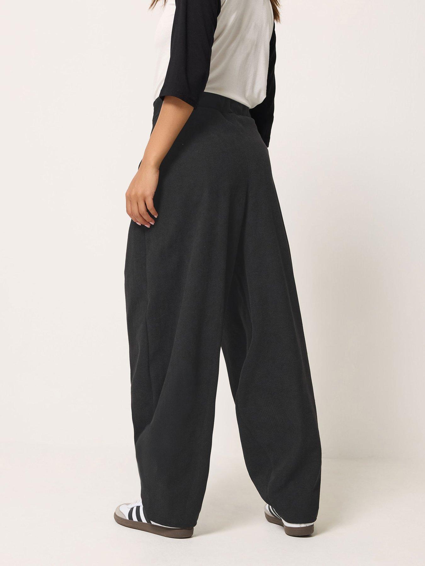 Image 2 of 4 of Long Tall Sally Petite Cord Barrel Leg Trouser - Black
