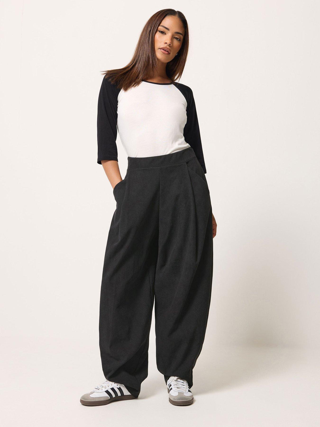 Image 3 of 4 of Long Tall Sally Petite Cord Barrel Leg Trouser - Black