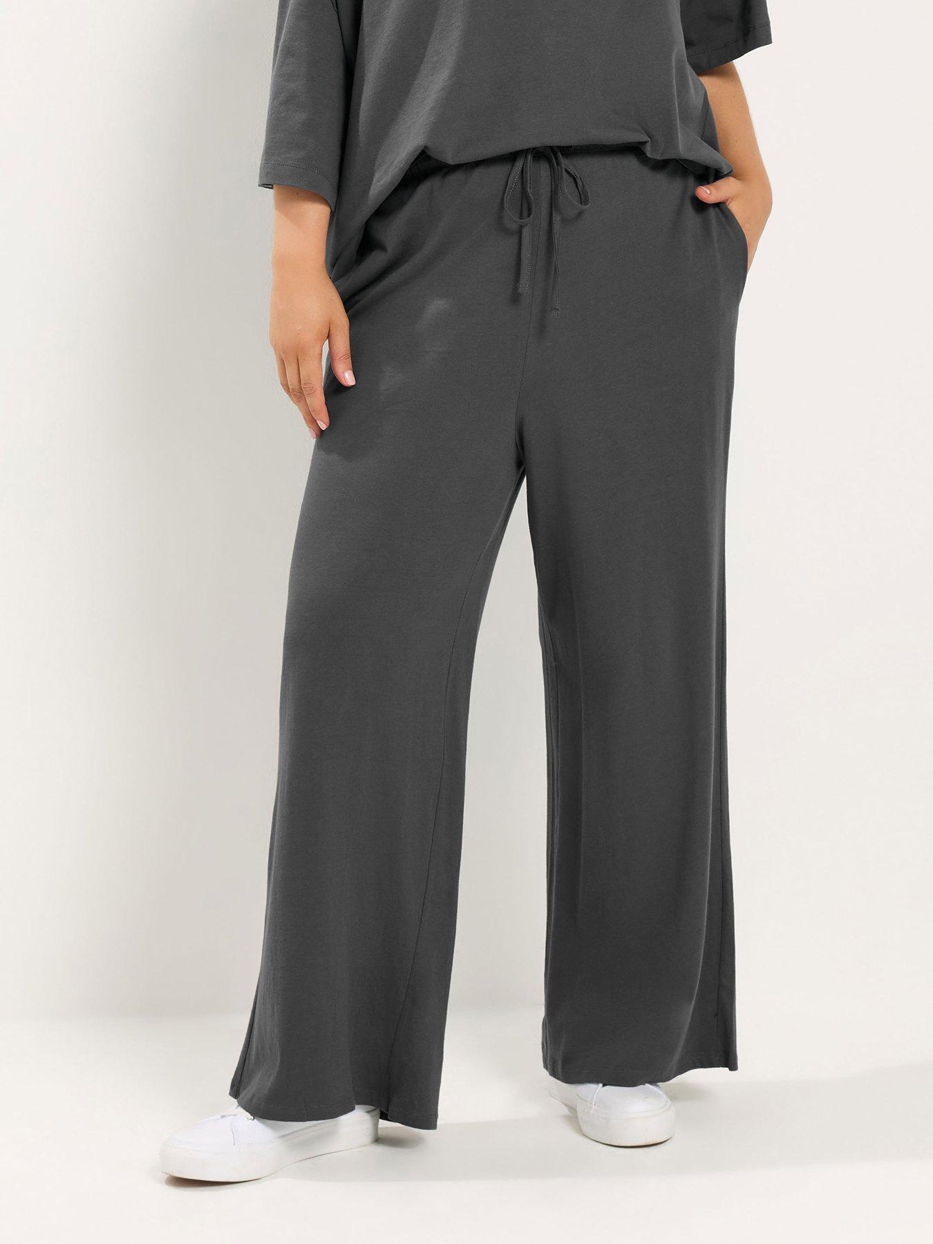 Yours Curve Wide Leg 28" Leggings - Grey