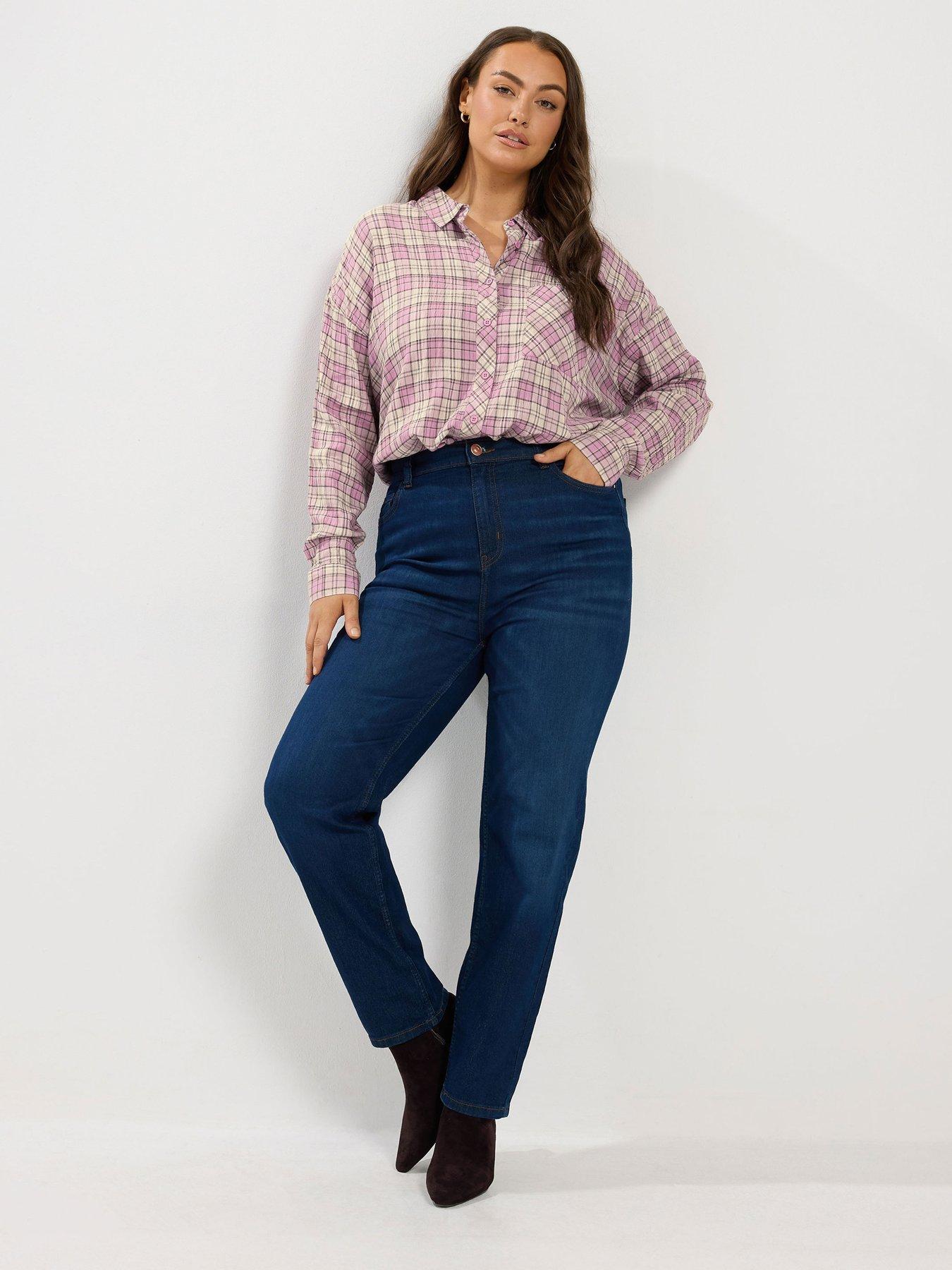 Image 3 of 4 of Yours Womens Curve Check Button-Through Longer Length Blouse - Pink