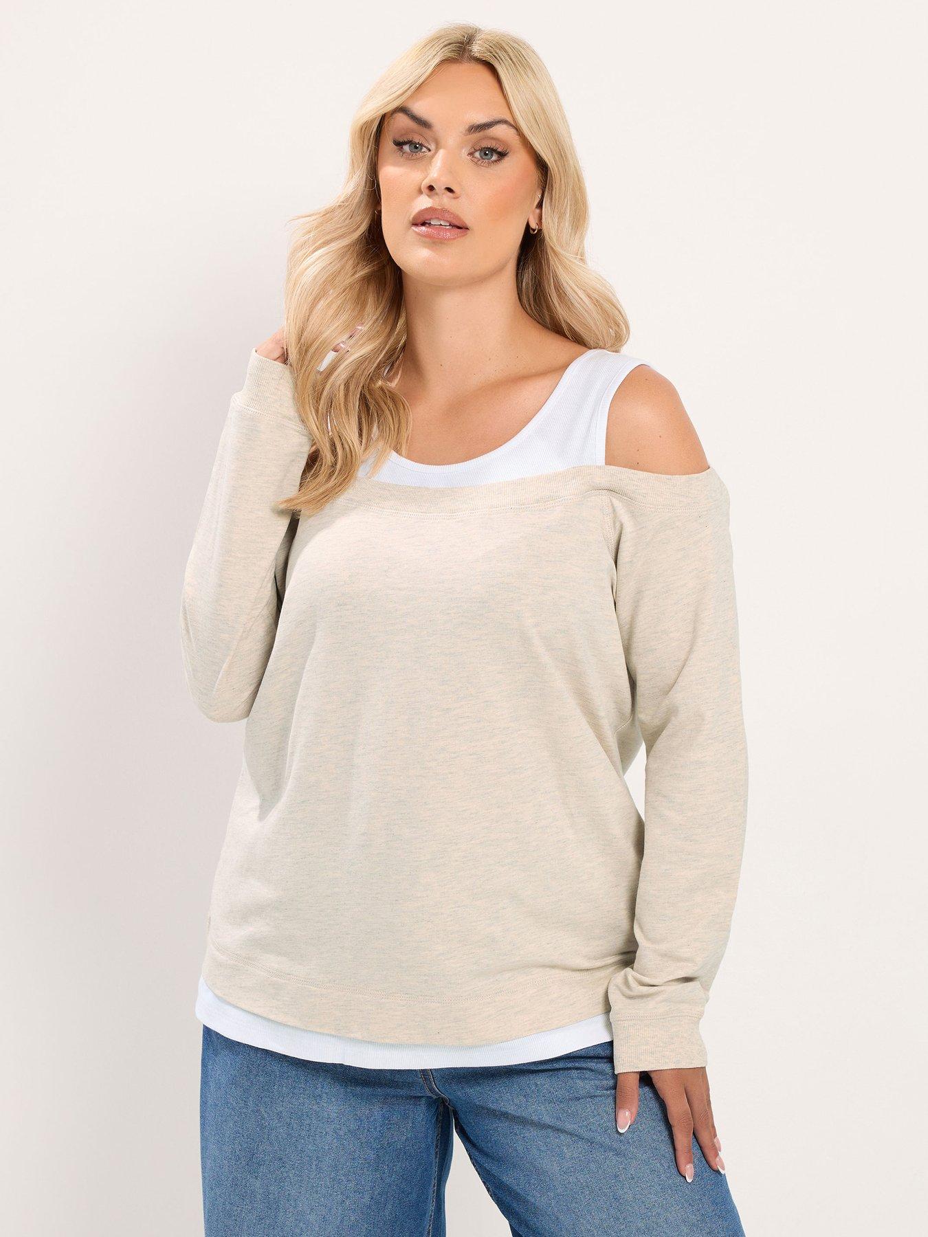 Yours Curve 2 In 1 Bardot Rib Trim T-shirt
