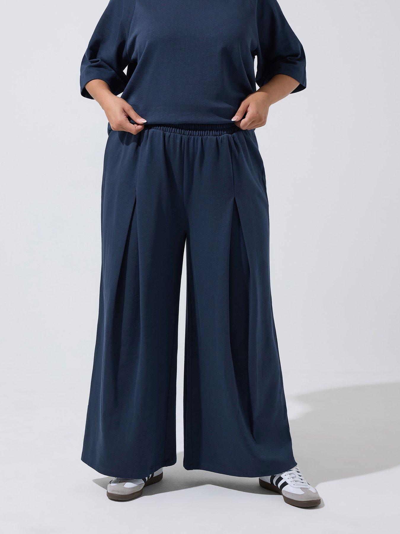 Yours Curve Pleated Joggers - Blue