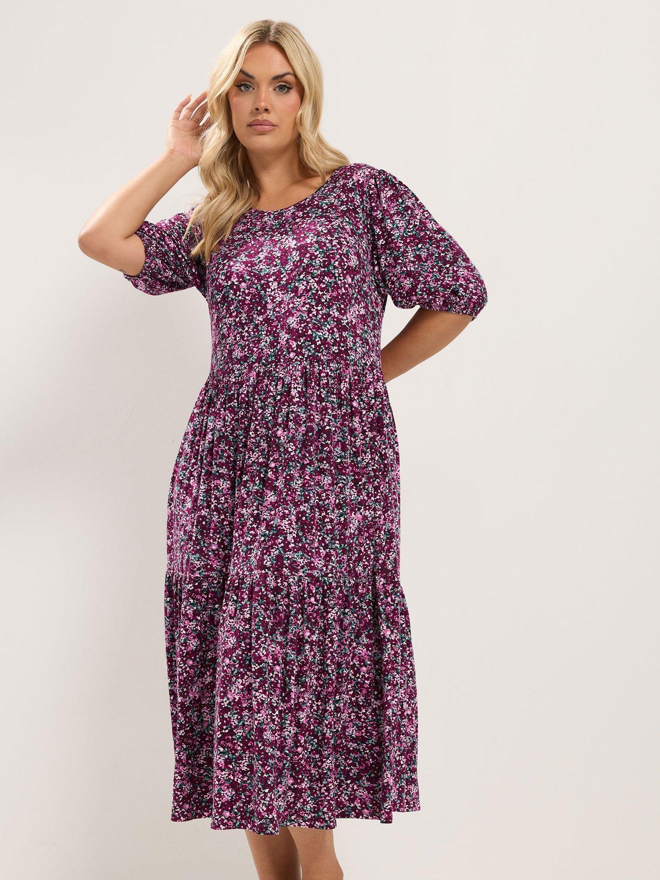 Image 1 of 4 of Yours Curve Puff Sleeve Dress