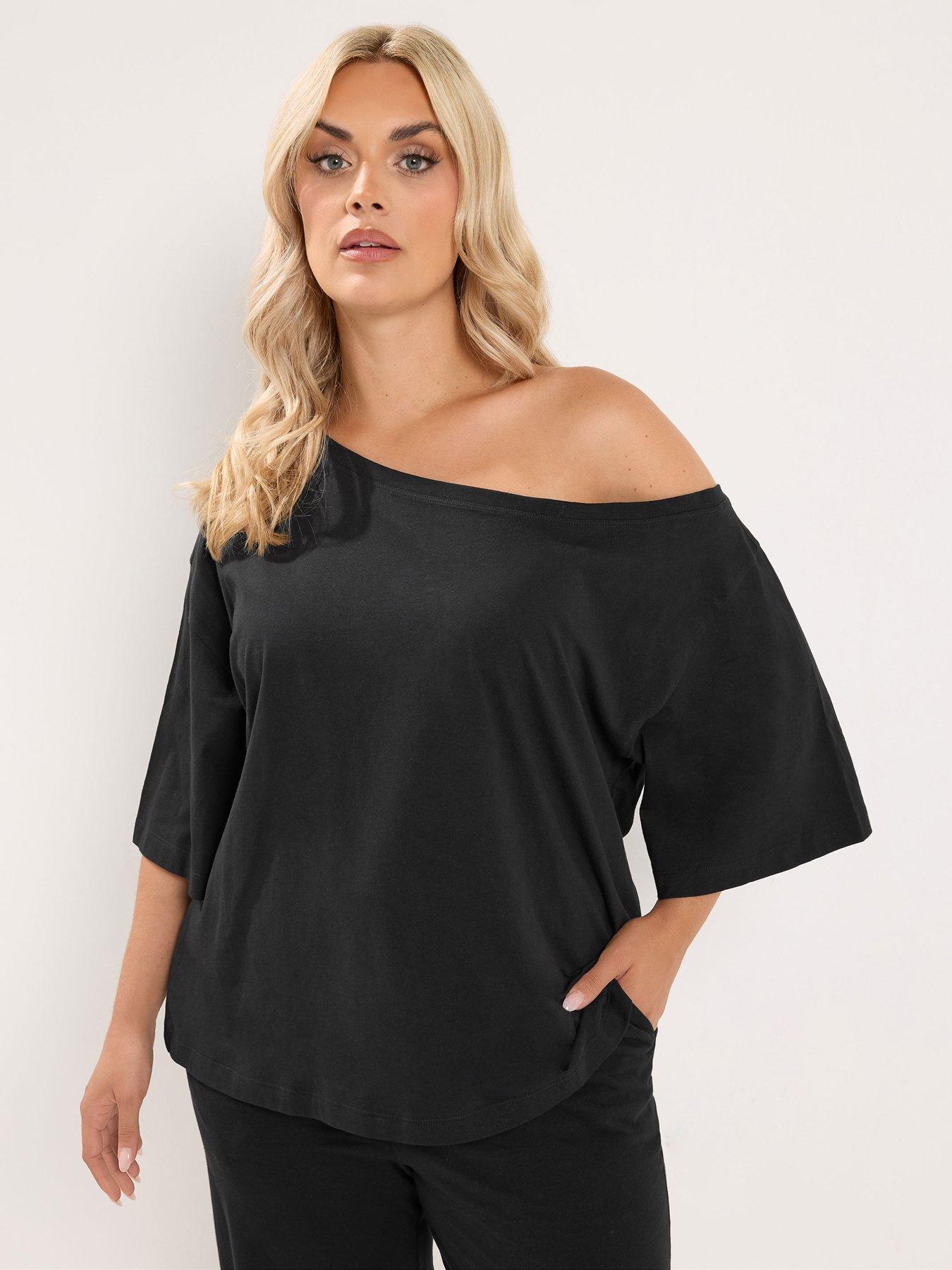 Yours Curve Off Shoulder T-Shirt - Black