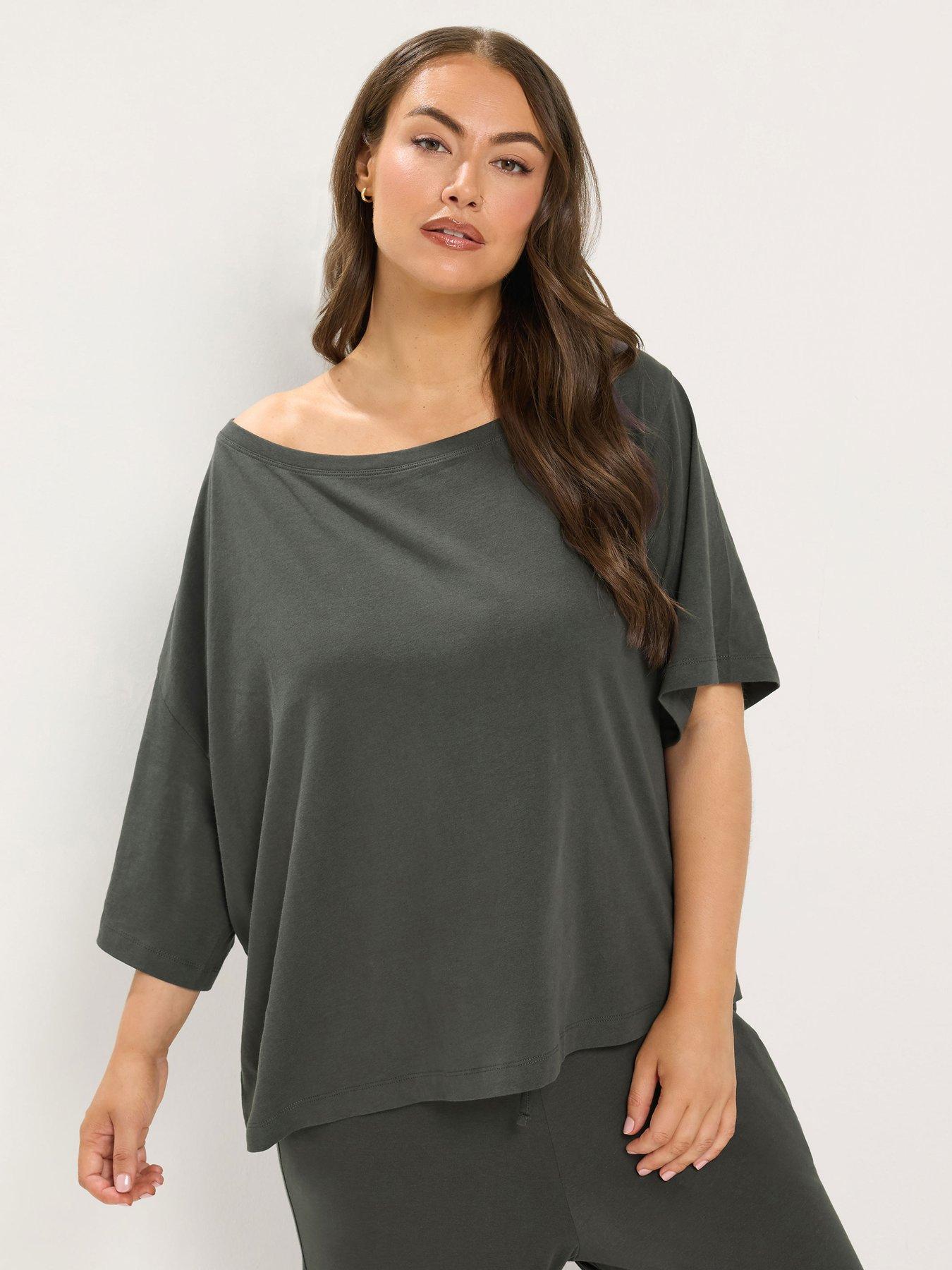 Yours Curve Off Shoulder T-Shirt - Grey