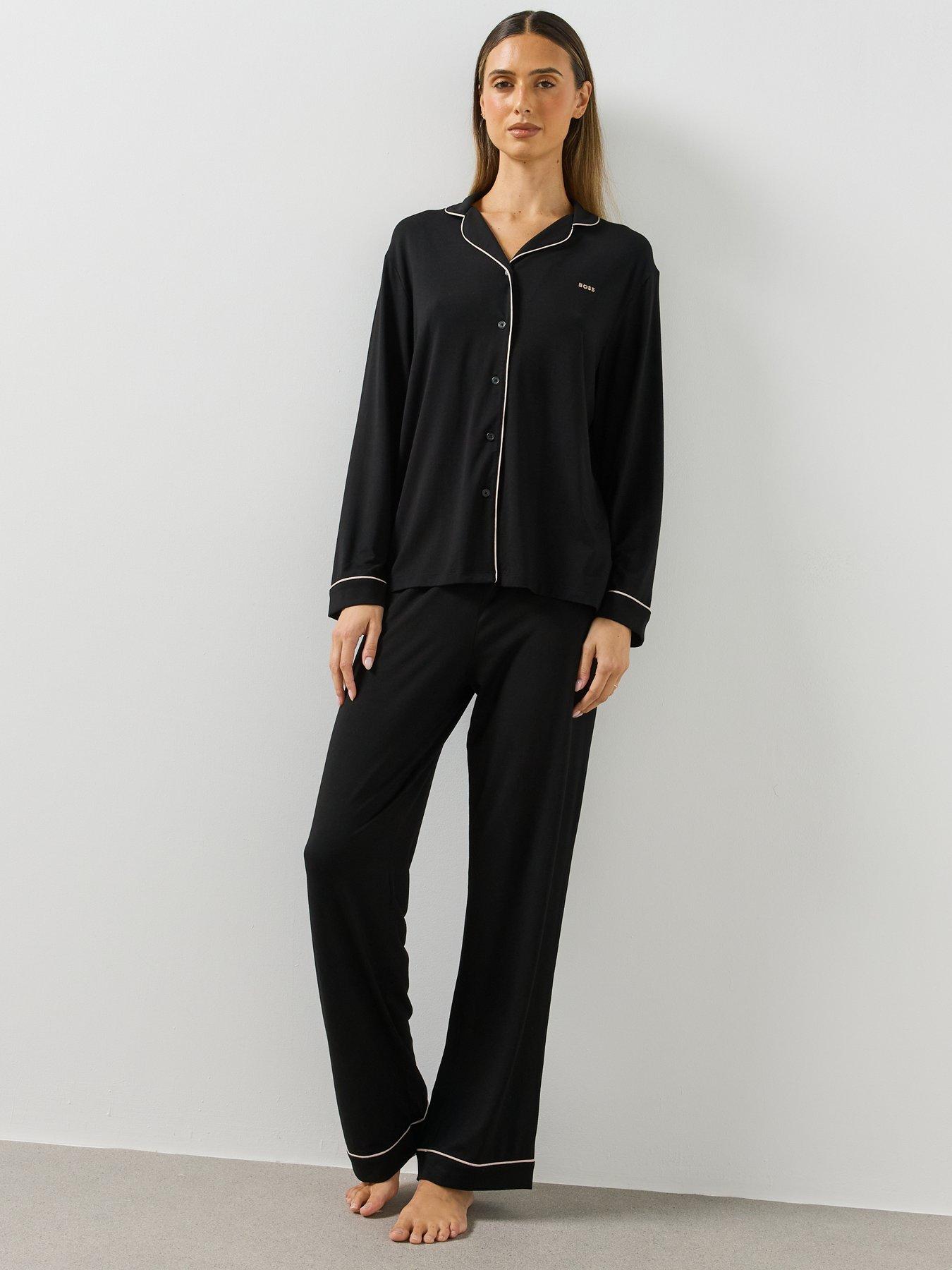 Image 3 of 5 of BOSS Stretch-jersey Pajama Set With Embroidered Logo - Black