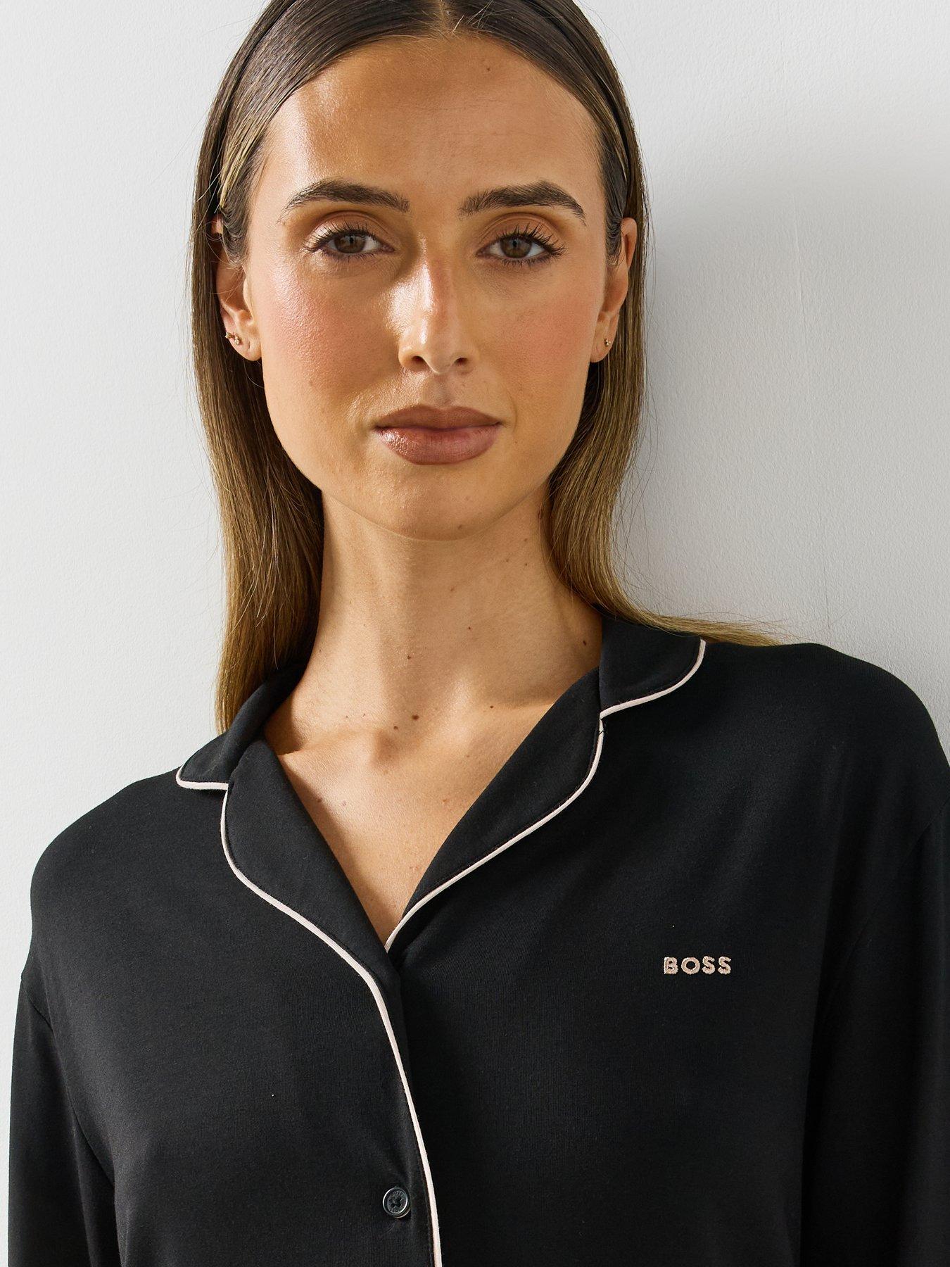 Image 4 of 5 of BOSS Stretch-jersey Pajama Set With Embroidered Logo - Black