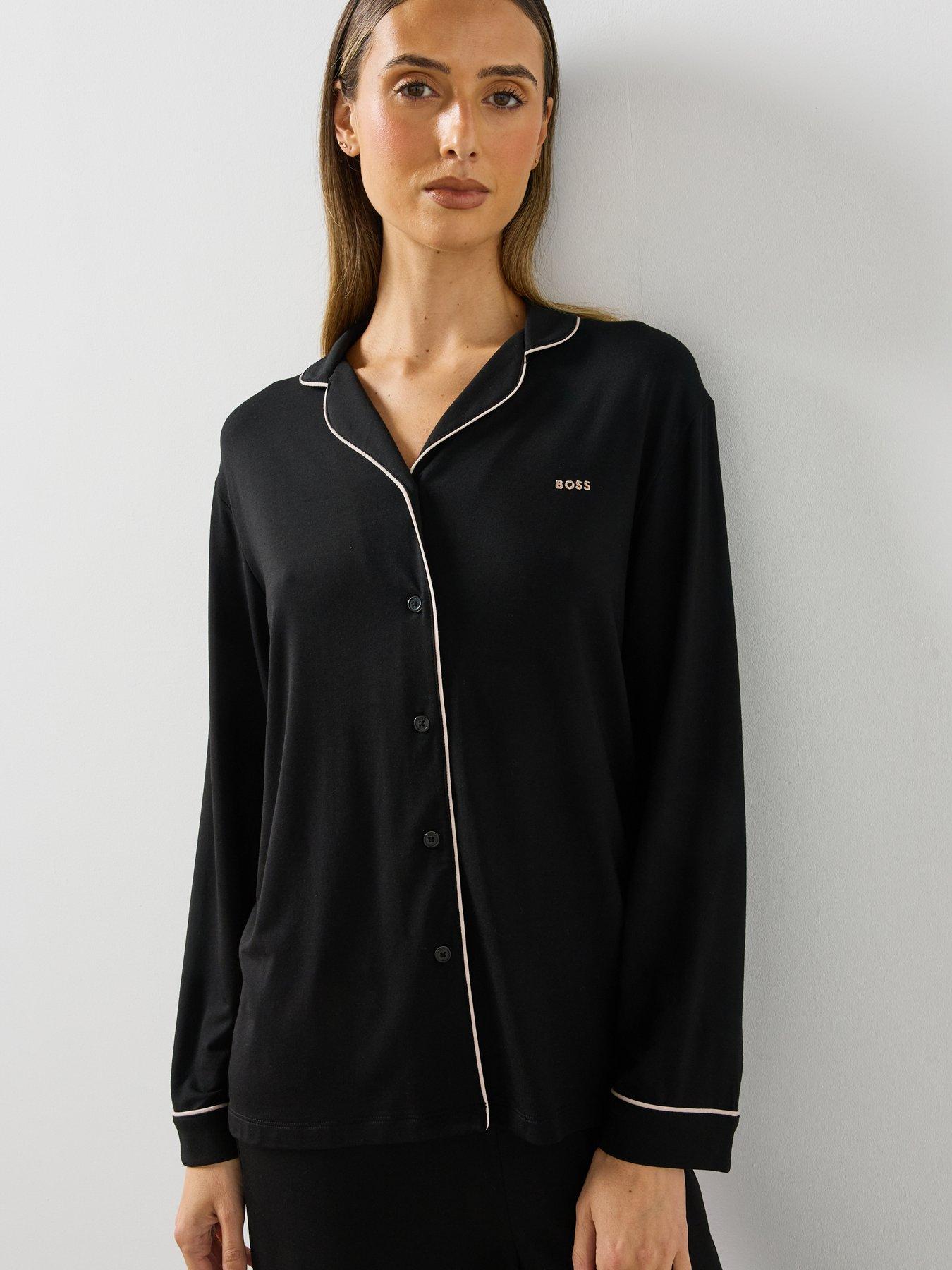 Image 5 of 5 of BOSS Stretch-jersey Pajama Set With Embroidered Logo - Black