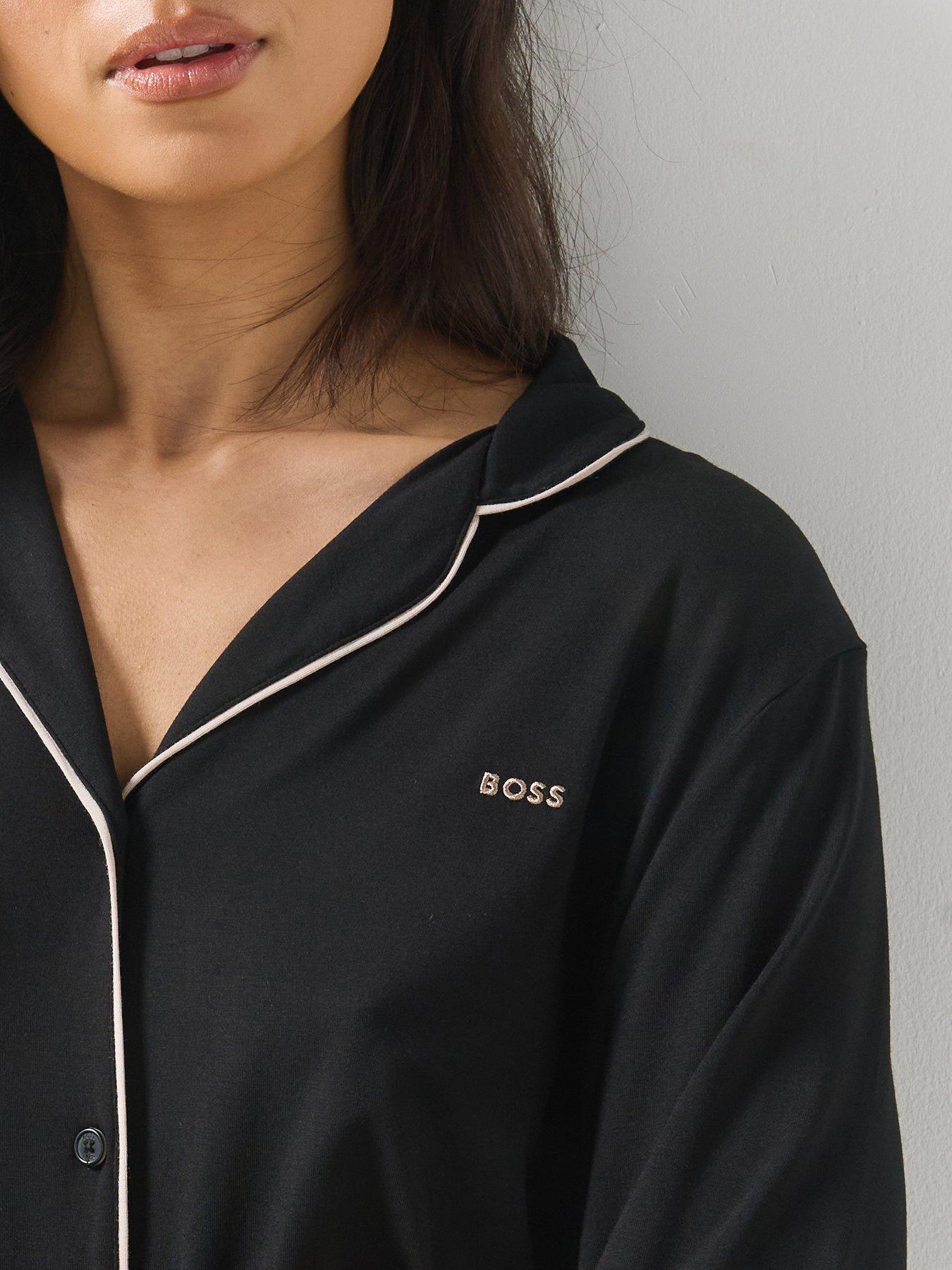 Image 4 of 6 of BOSS Womens Relaxed Button Through Sleepshirt - Black