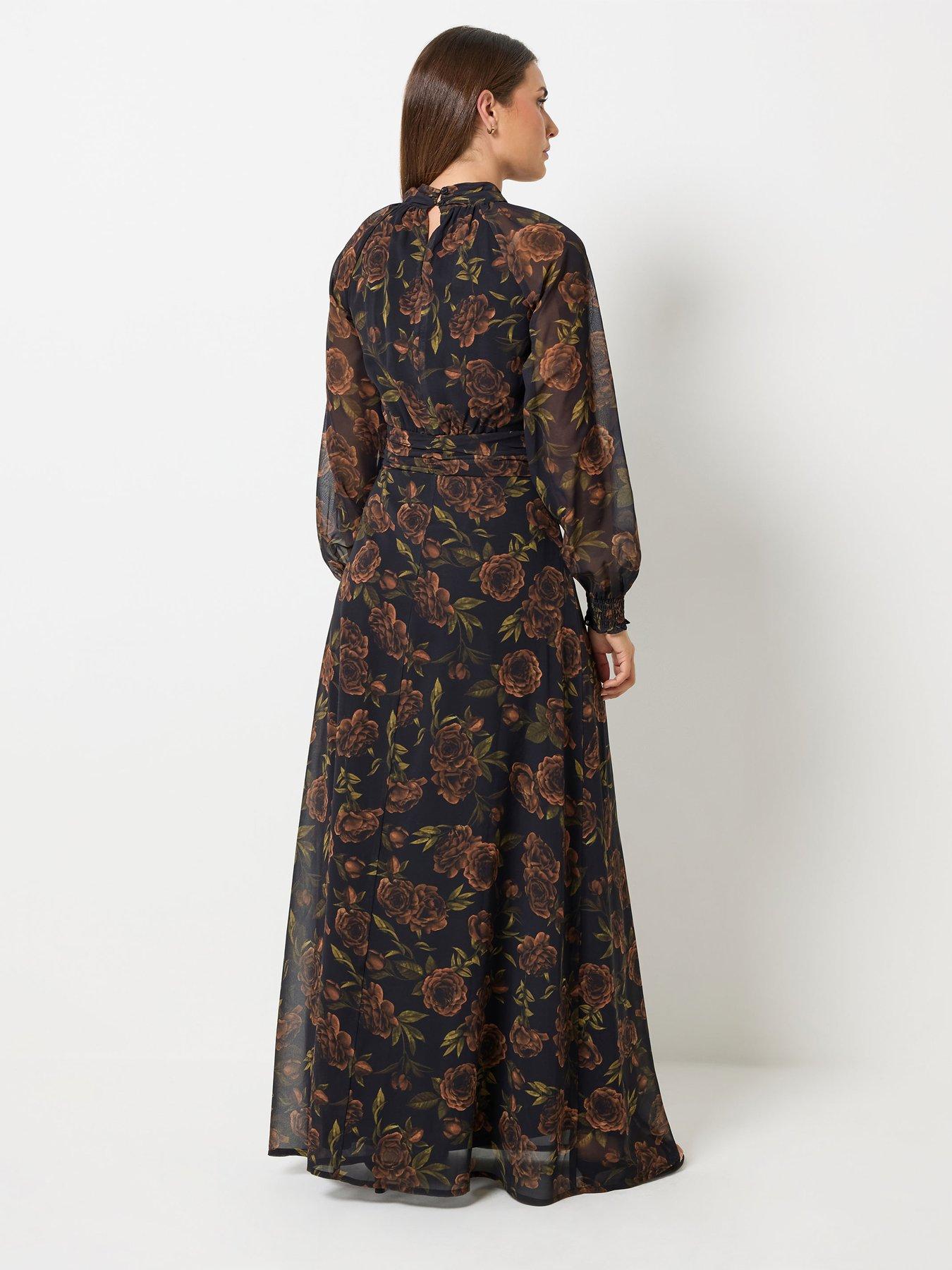 Image 2 of 4 of Long Tall Sally Womens Tall Floral Keyhole Maxi Dress - Black
