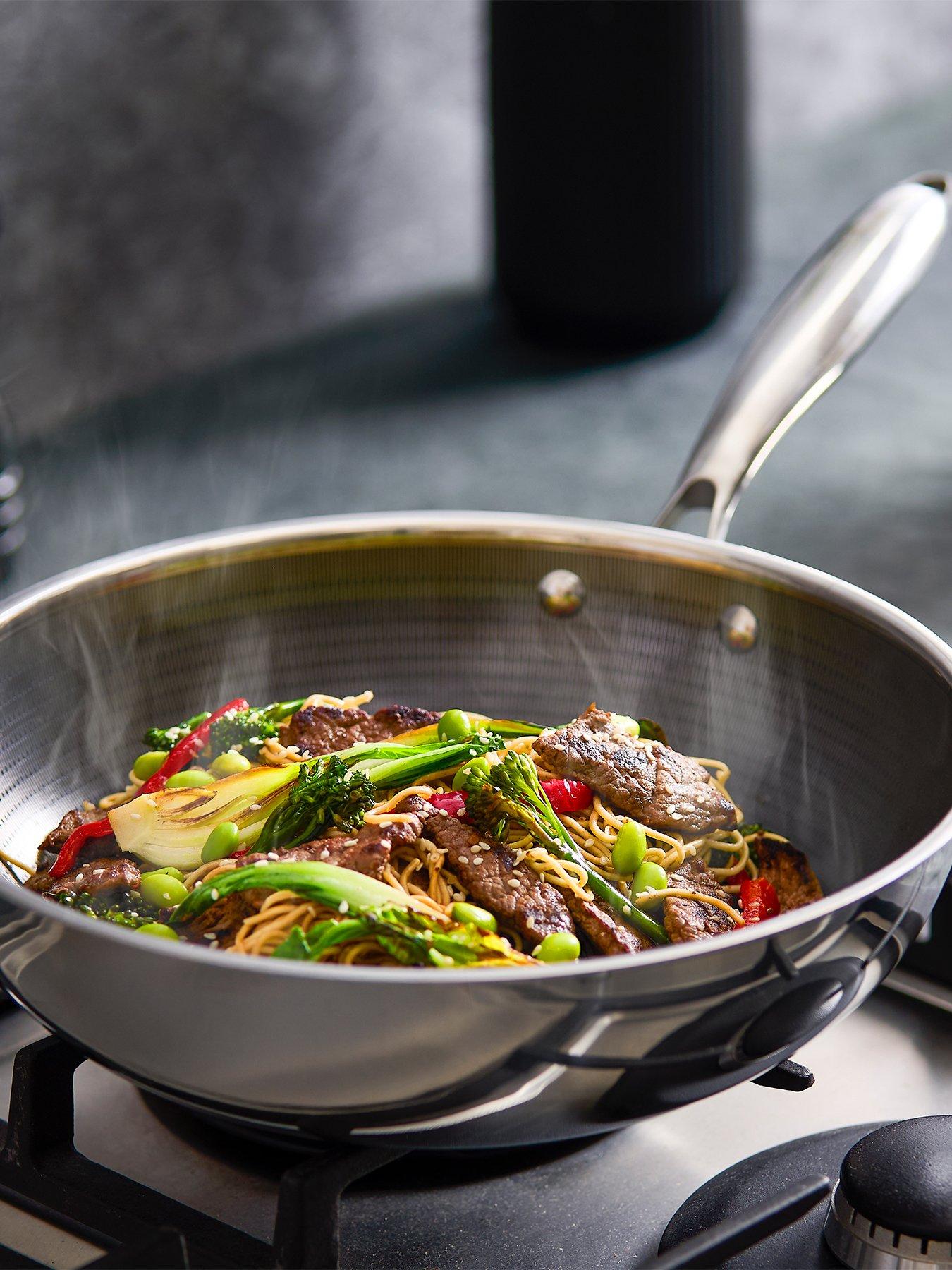Image 1 of 8 of Tower Ti-Clad 28cm Hybrid Wok, Titanium-Infused Tri-Ply Induction, Non-Stick